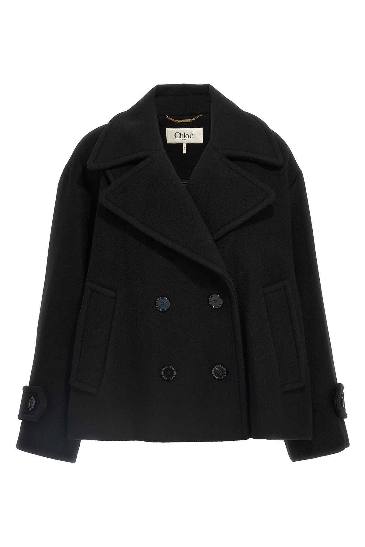 Chloé Oversized Short Coat In Black