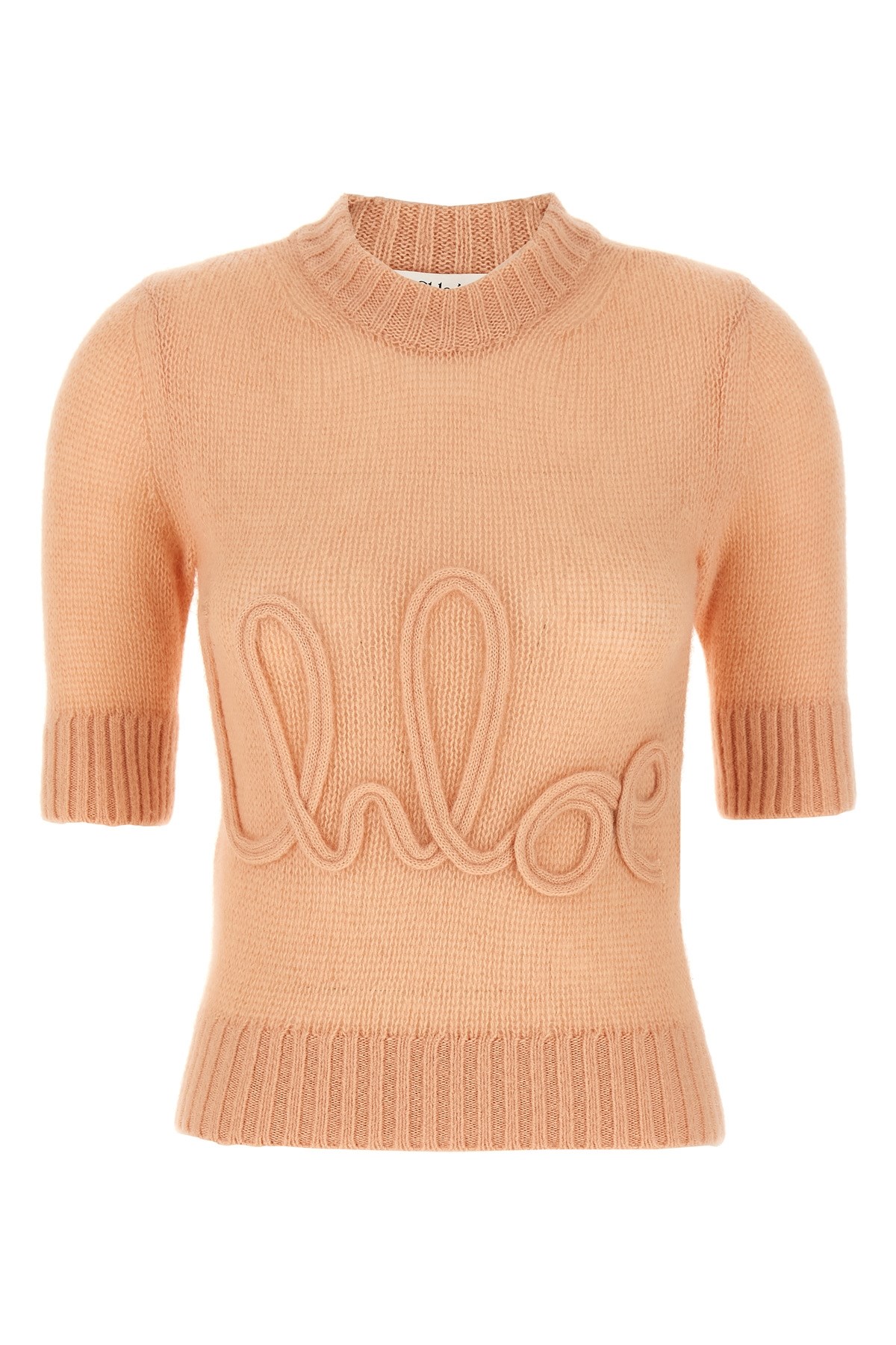 Chloé Wool And Silk Logo-applique Top In Orange