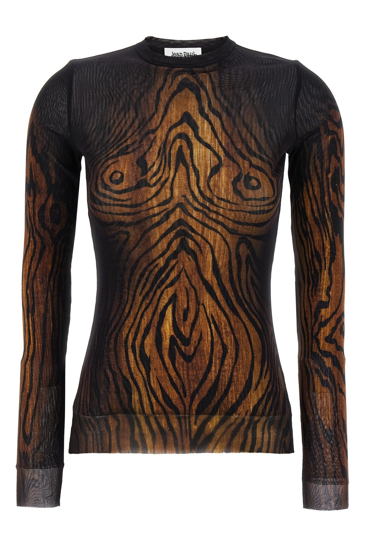 Jean Paul Gaultier Sheer Tulle Wood Top In Multi