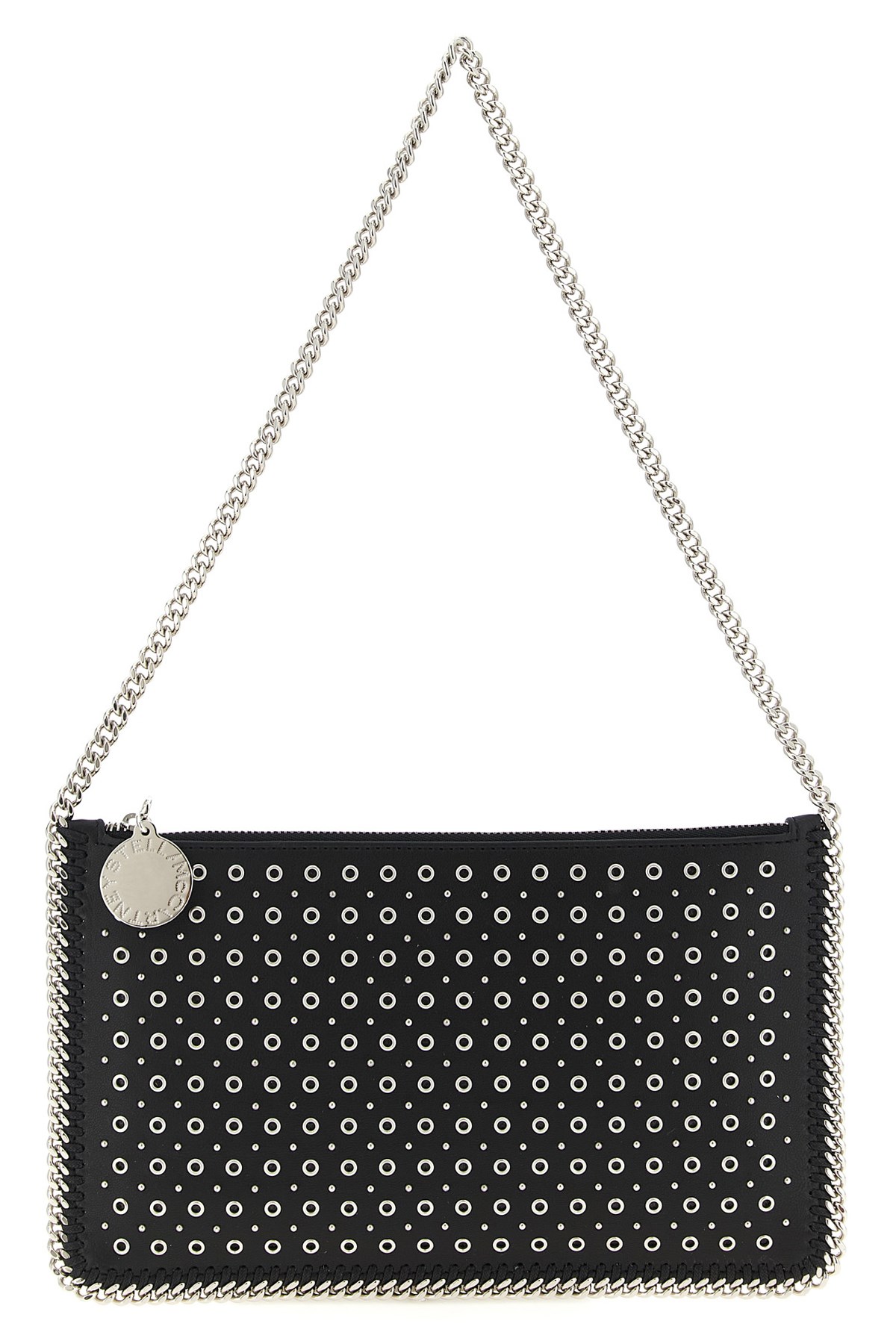 Stella Mccartney Falabella Stud-embellished Chain Shoulder Bag In Black