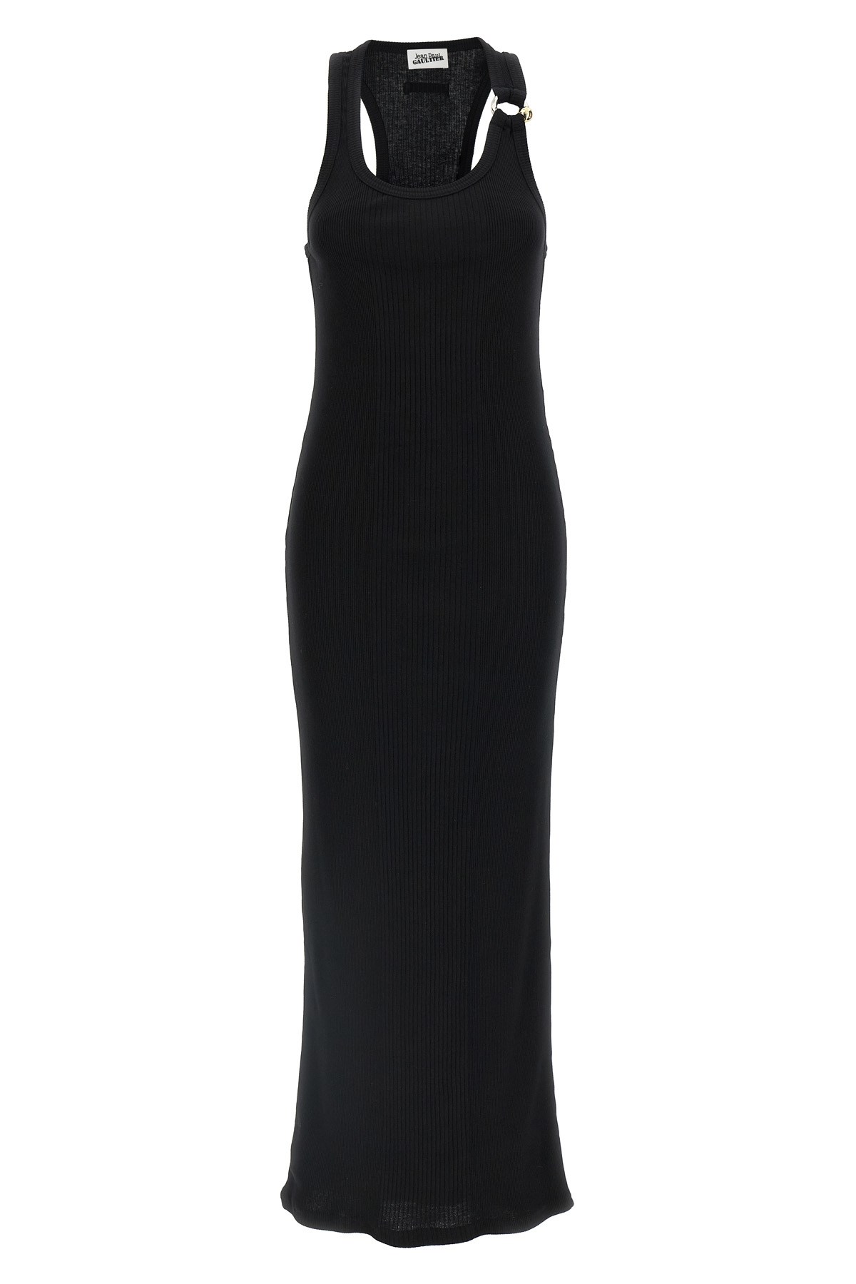 Jean Paul Gaultier Womens Black Ribbed Scoop-neck Cotton-jersey Midi Dress In Black