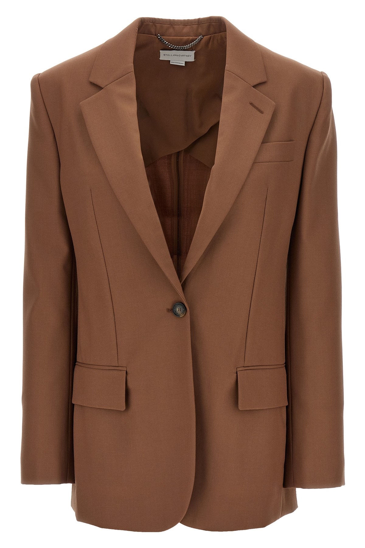 Stella Mccartney Single-breasted Wool Blazer In Brown