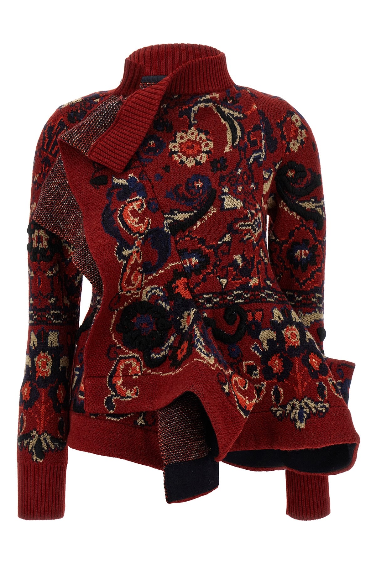 SACAI Jacquard Wool Cardigan