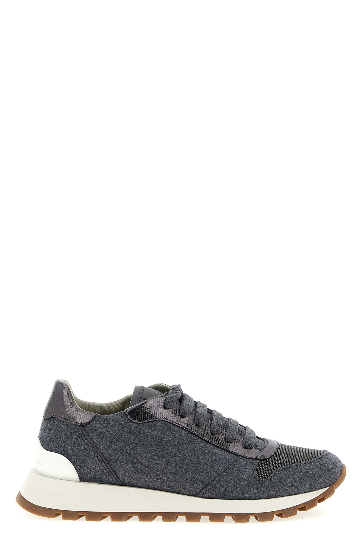 Brunello Cucinelli Runners Precious Toe Sneakers In Gray