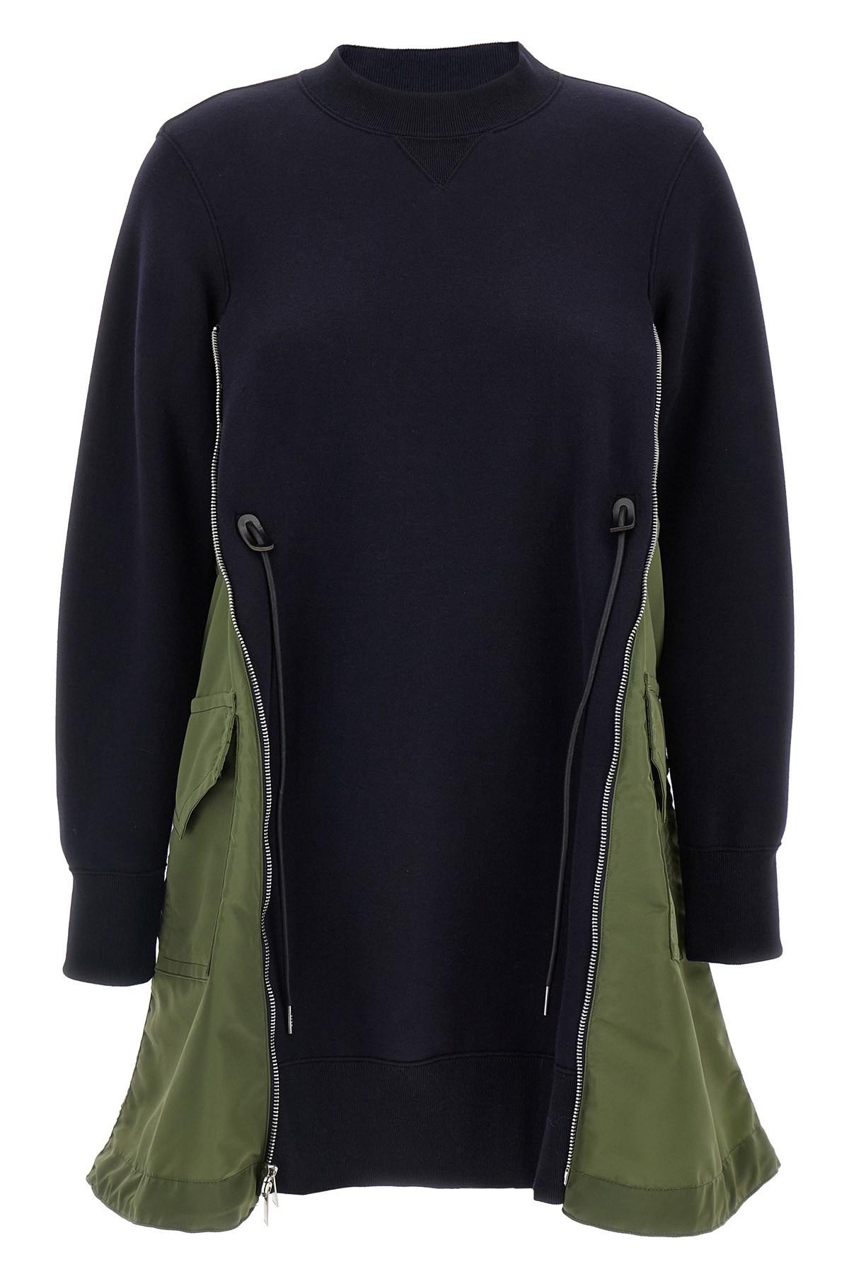 Sacai Ma-1 Side Gusset Long Sleeve Sponge Minidress In Multi