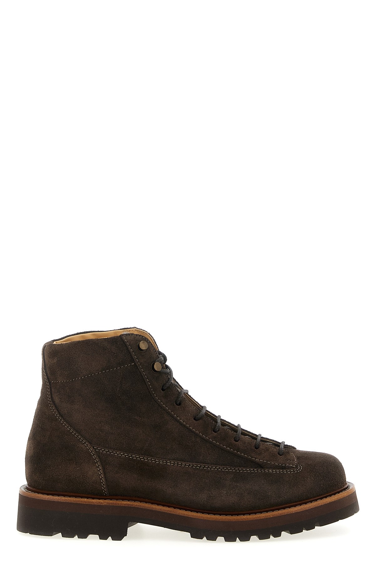 Brunello Cucinelli Men Suede Ankle Boots In Brown