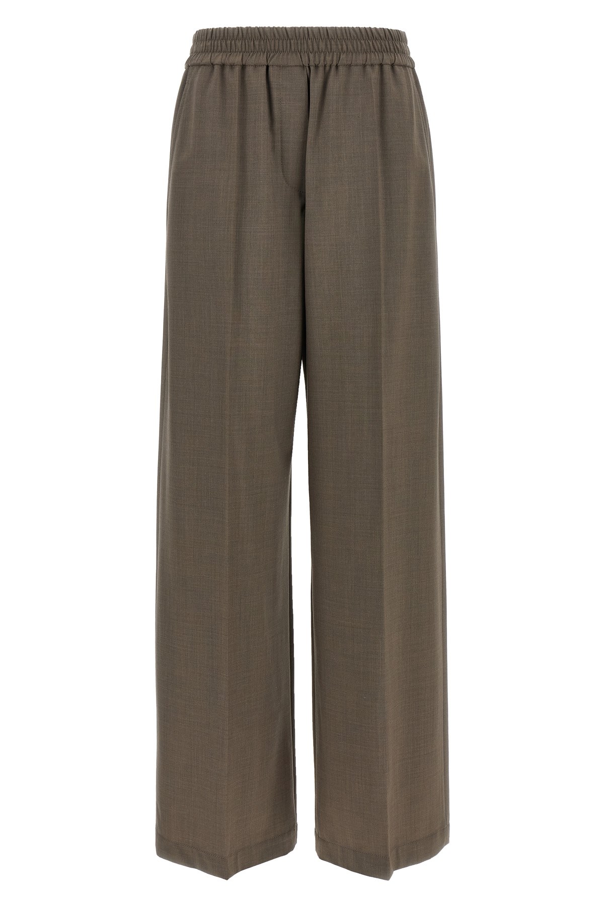 Brunello Cucinelli Tropical Luxury Wool Loose Trousers In Gray