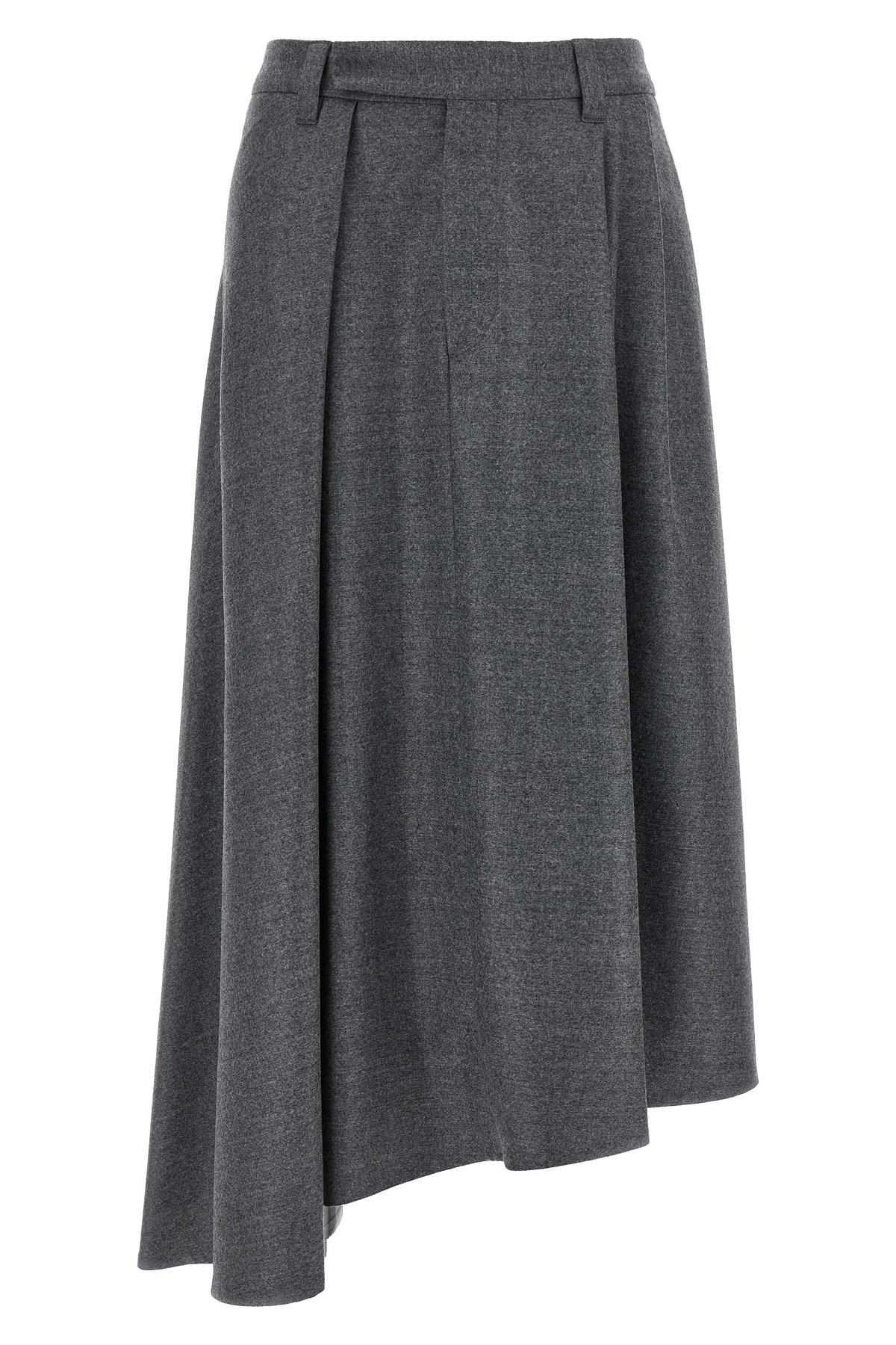 スカート BRUNELLO CUCINELLI Asymmetrical wool skirt Asymmetric virgin wool midi skirt in grey - Brunello