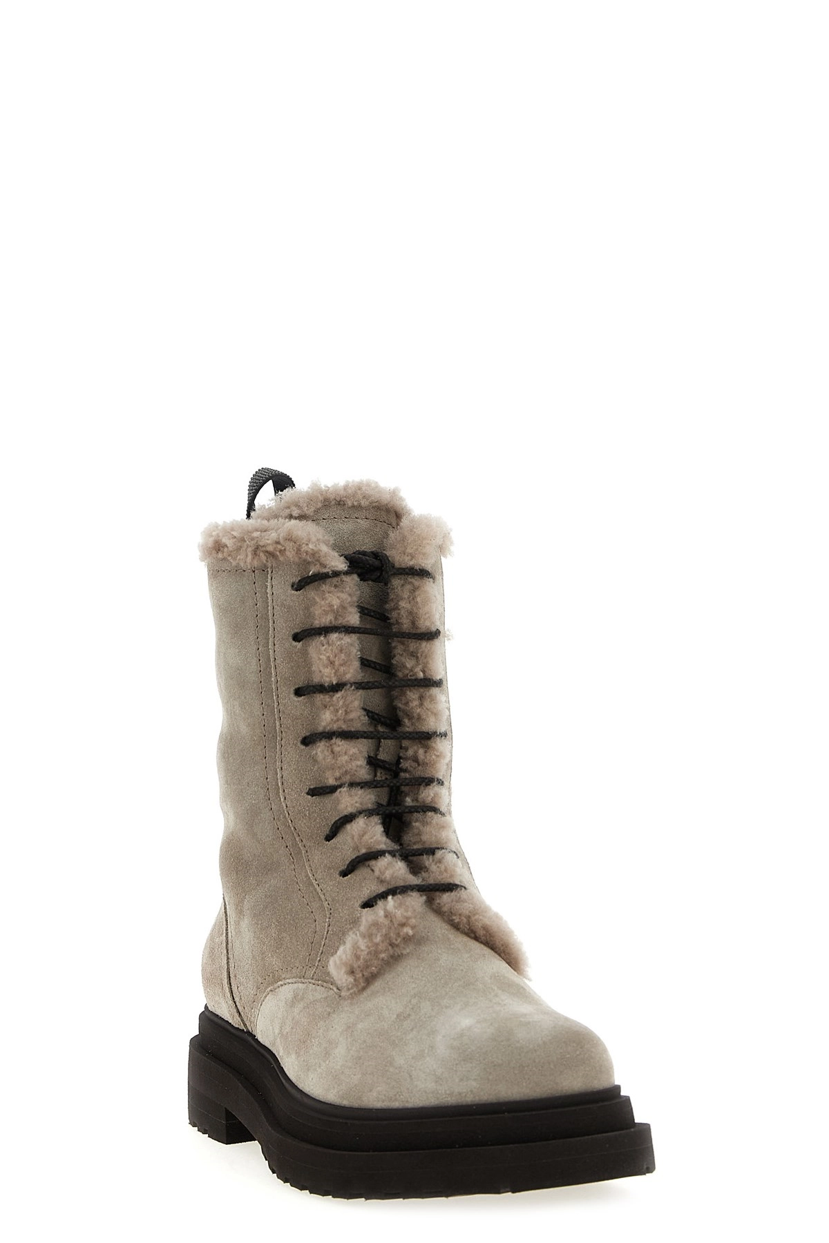 ブーツその他 Brunello Cucinelli Suede Combat Boots Monile Monili suede combat boots in grey - Brunello Cucinelli