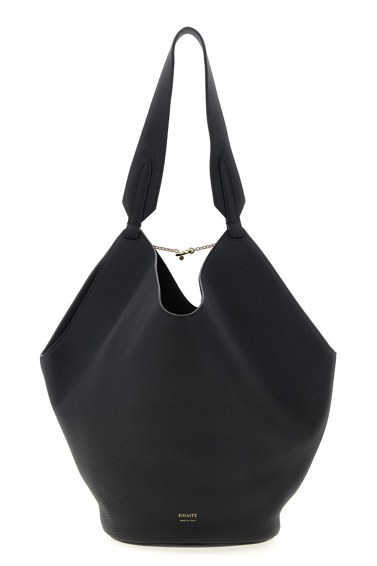 Khaite Small Lotus Leather Top Handle Bag In Black