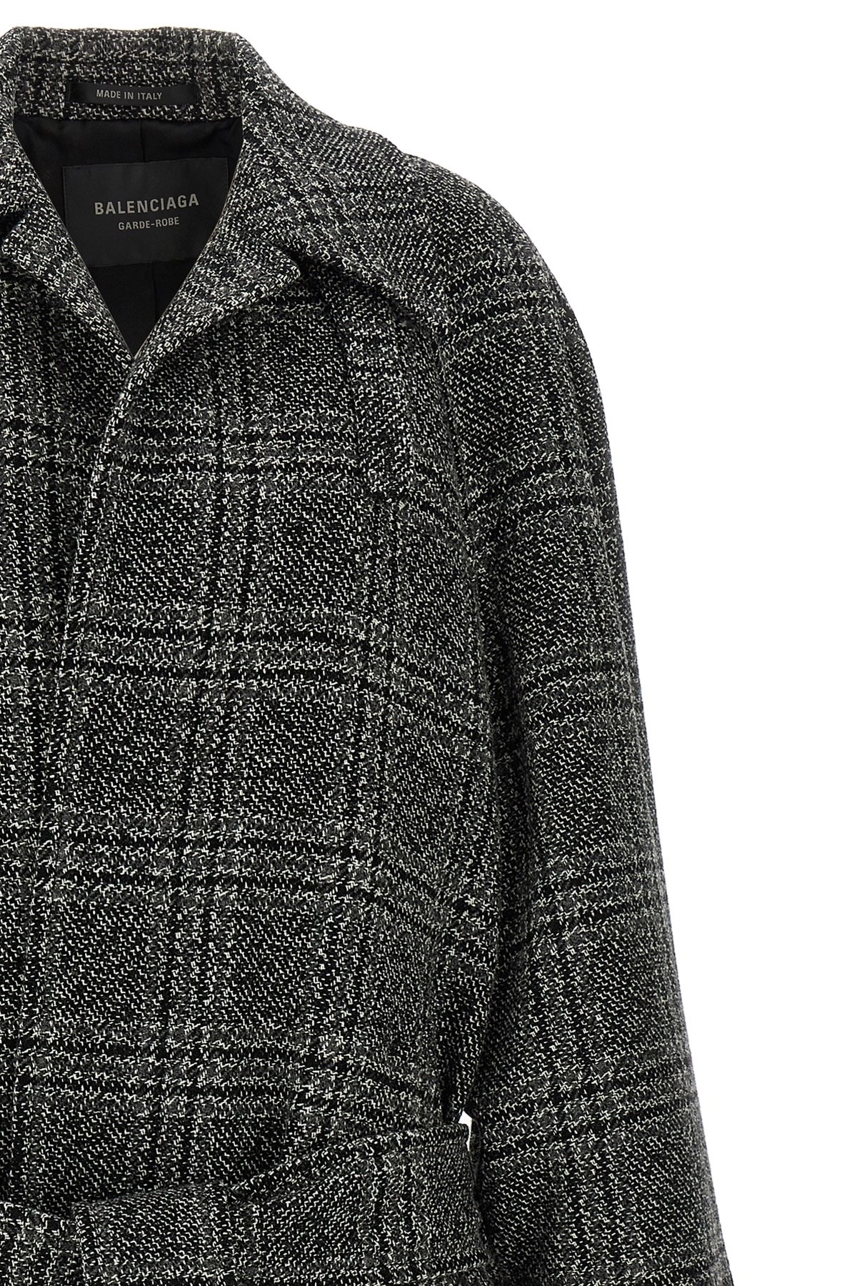 ダウンジャケット・コート BALENCIAGA RAGLAN ONE LAYER COAT Balenciaga Raglan One Layer coat in black/grey check