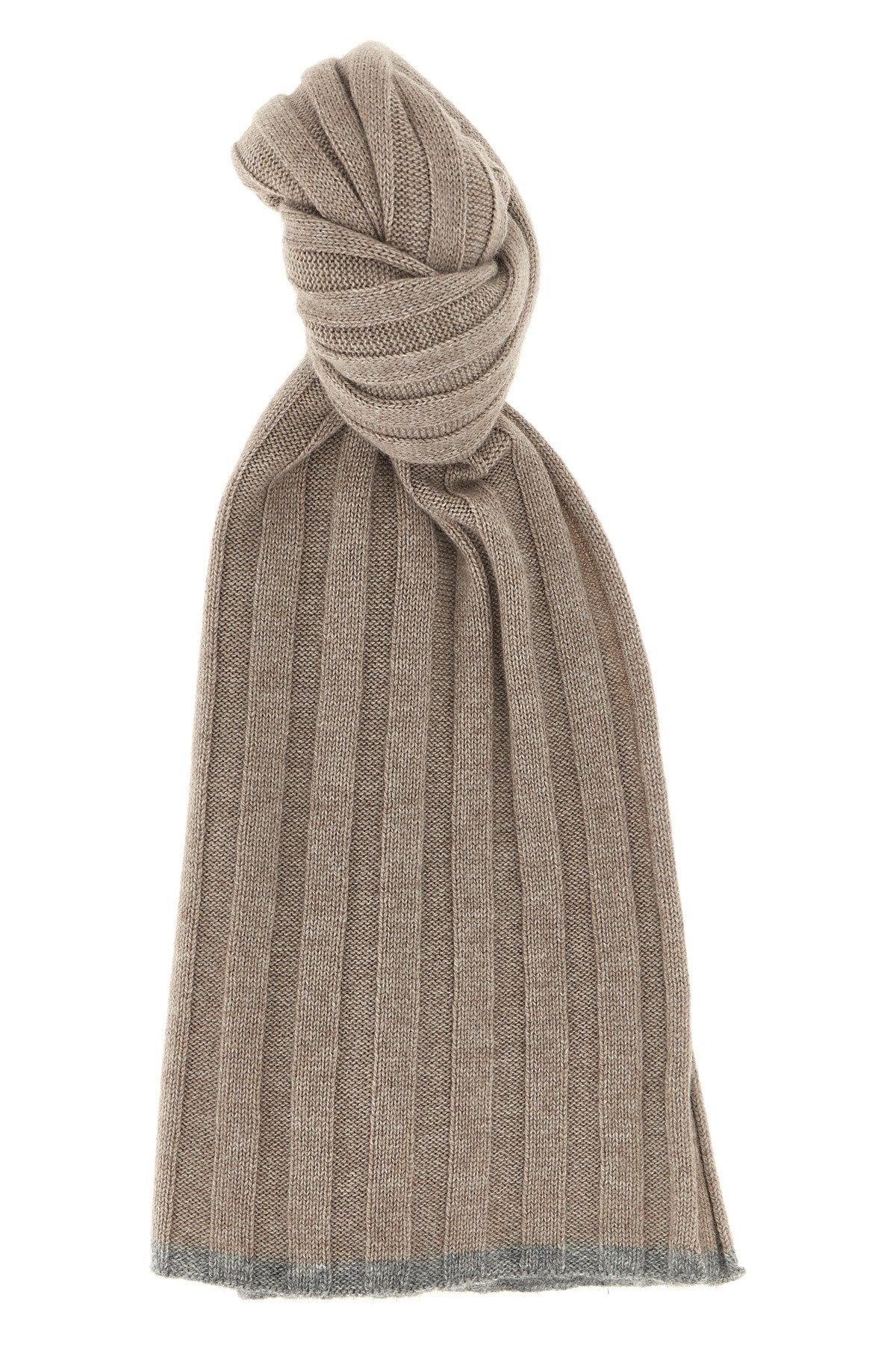 Brunello Cucinelli Men Ribbed Cashmere Scarf In Sand