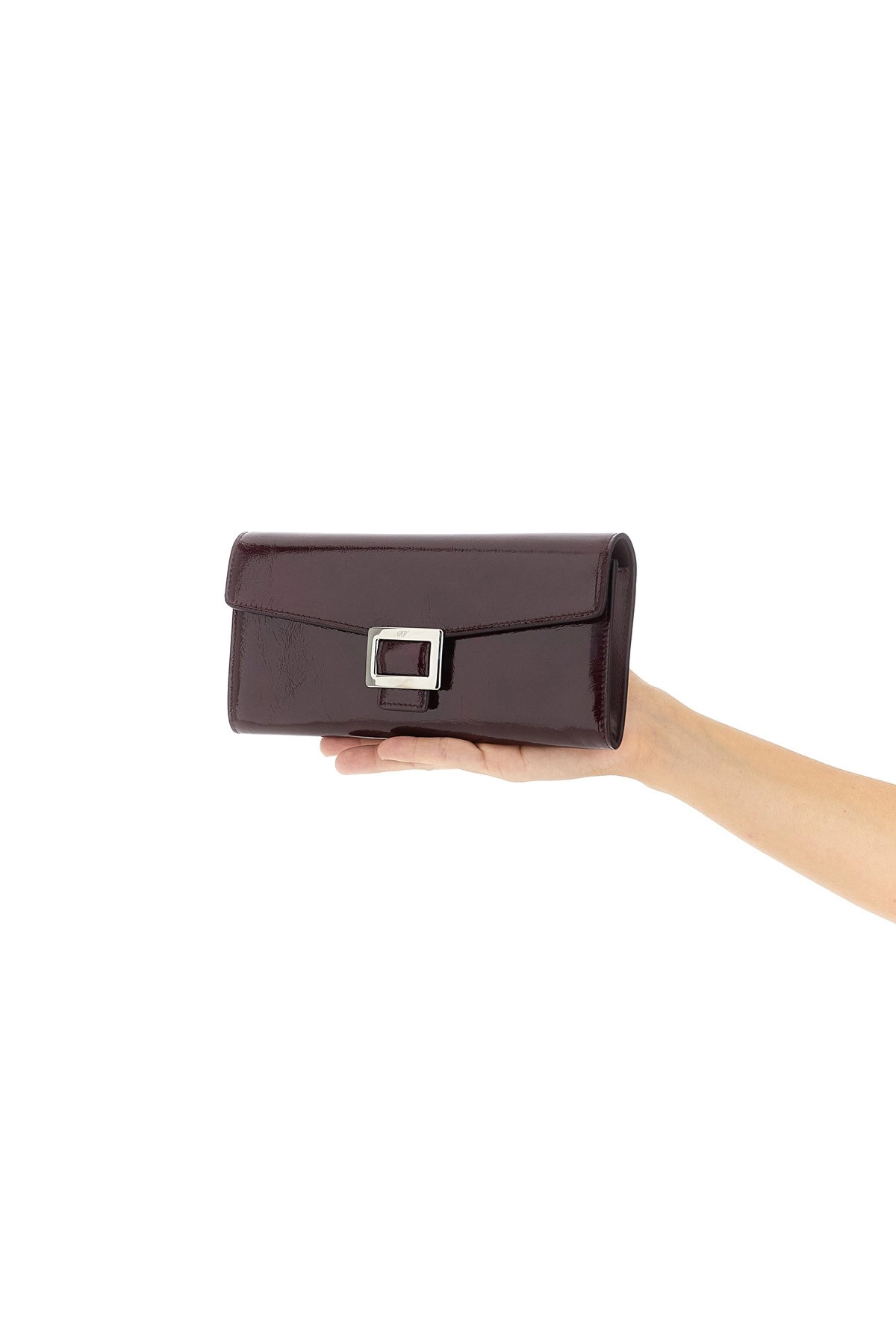 長財布 BELLE VIVIER WALLET ON CHAIN Belle Vivier Wallet on chain in patent leather Burgundy