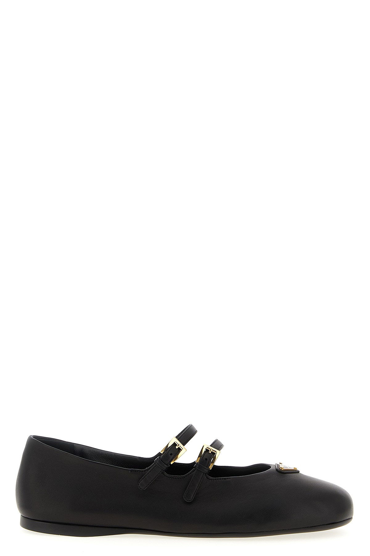 Prada Double Strap Ballet Flats In Black