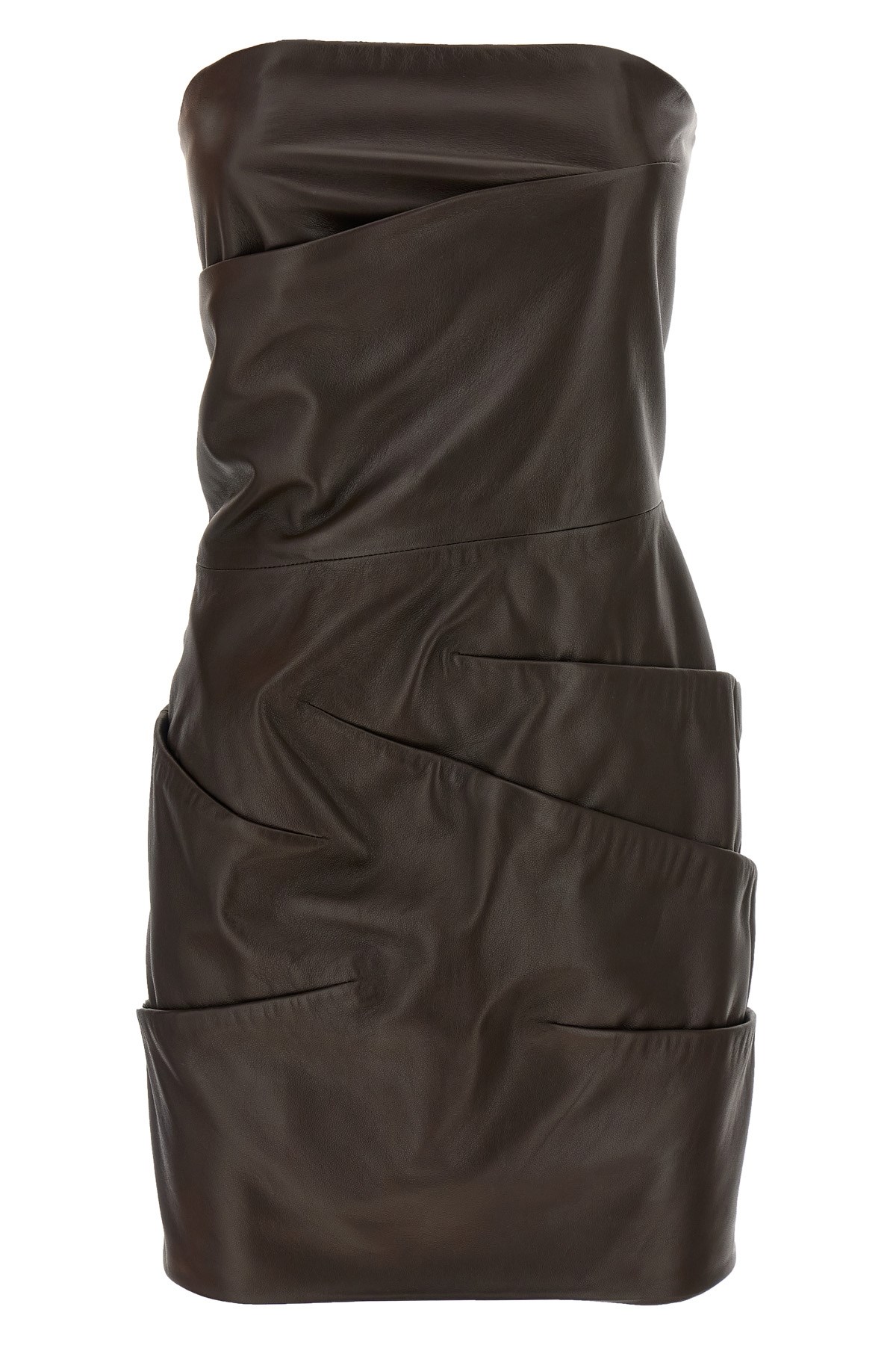 Attico Brown Off-shoulder Sleeveless Mini Dress With Rear Zip Closure In Brown