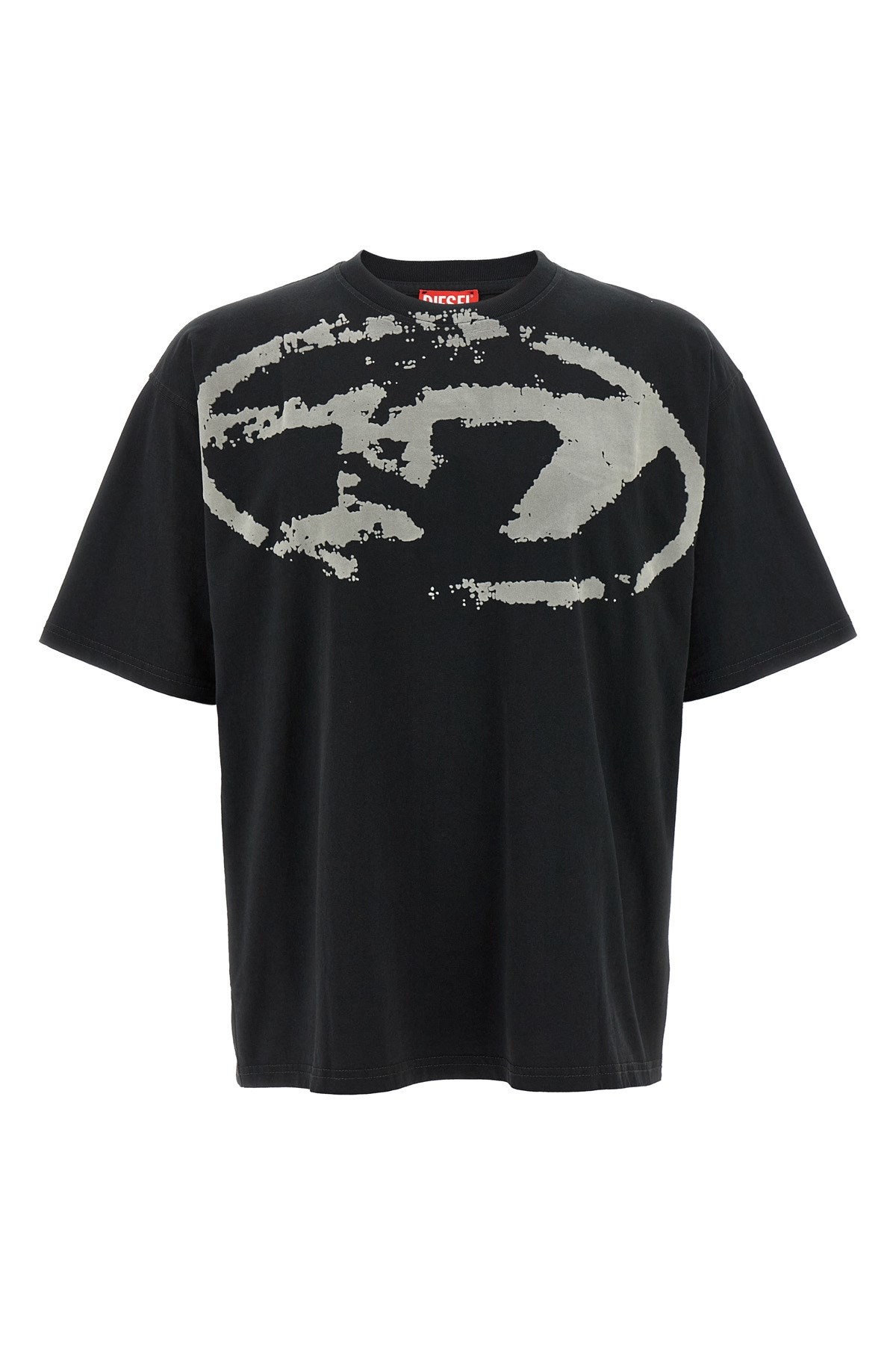 Diesel T-shirt T-boxt Con Logo Floccato In Black