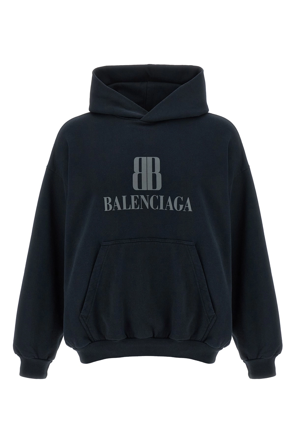 パーカー・フーディ Balenciaga Black Nano Bb Medium Fit Sweatshirt Men's Nano Bb Hoodie Medium Fit in Black Faded | Balenciaga US
