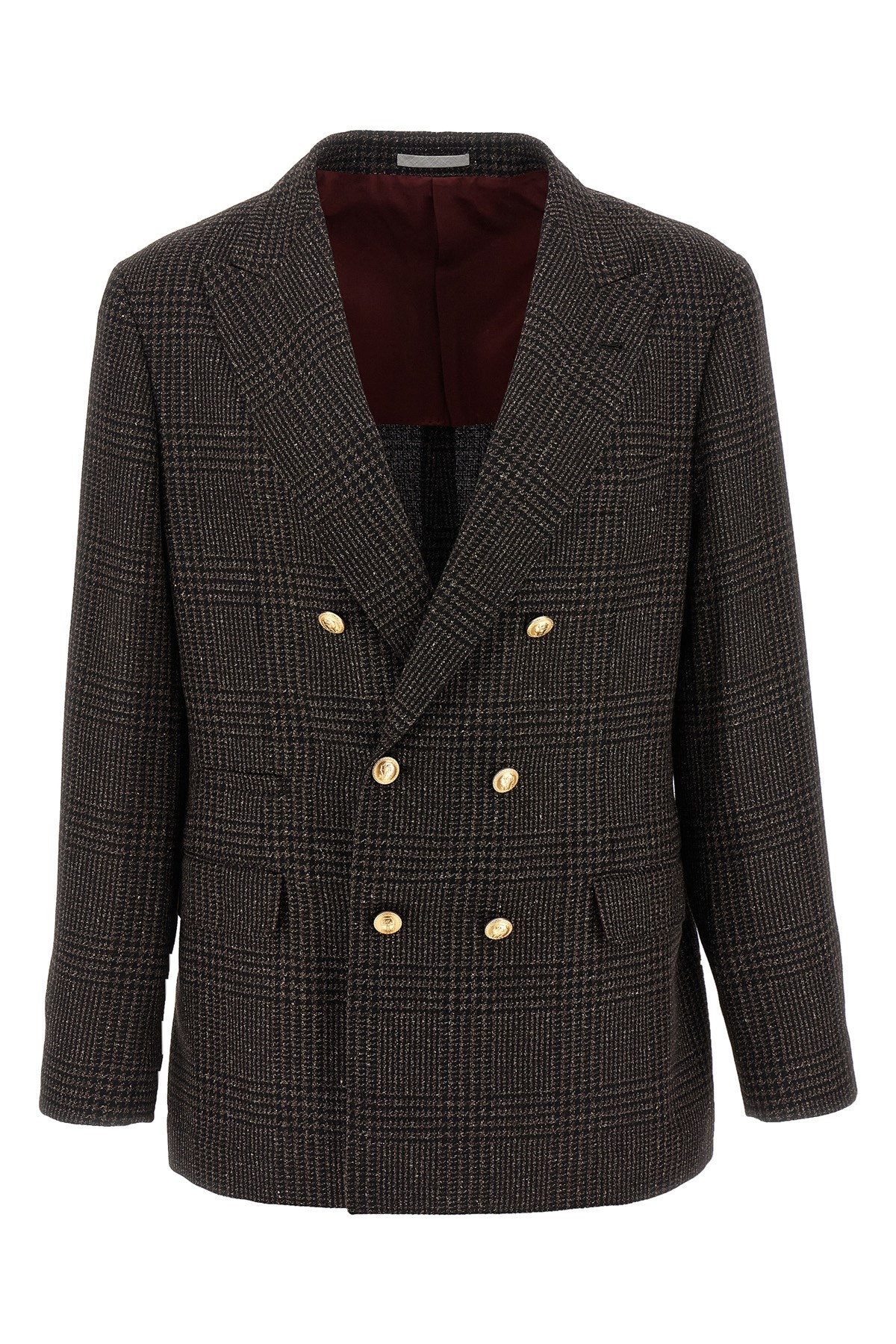 Brunello Cucinelli Prince Of Wales Blazer In Brown