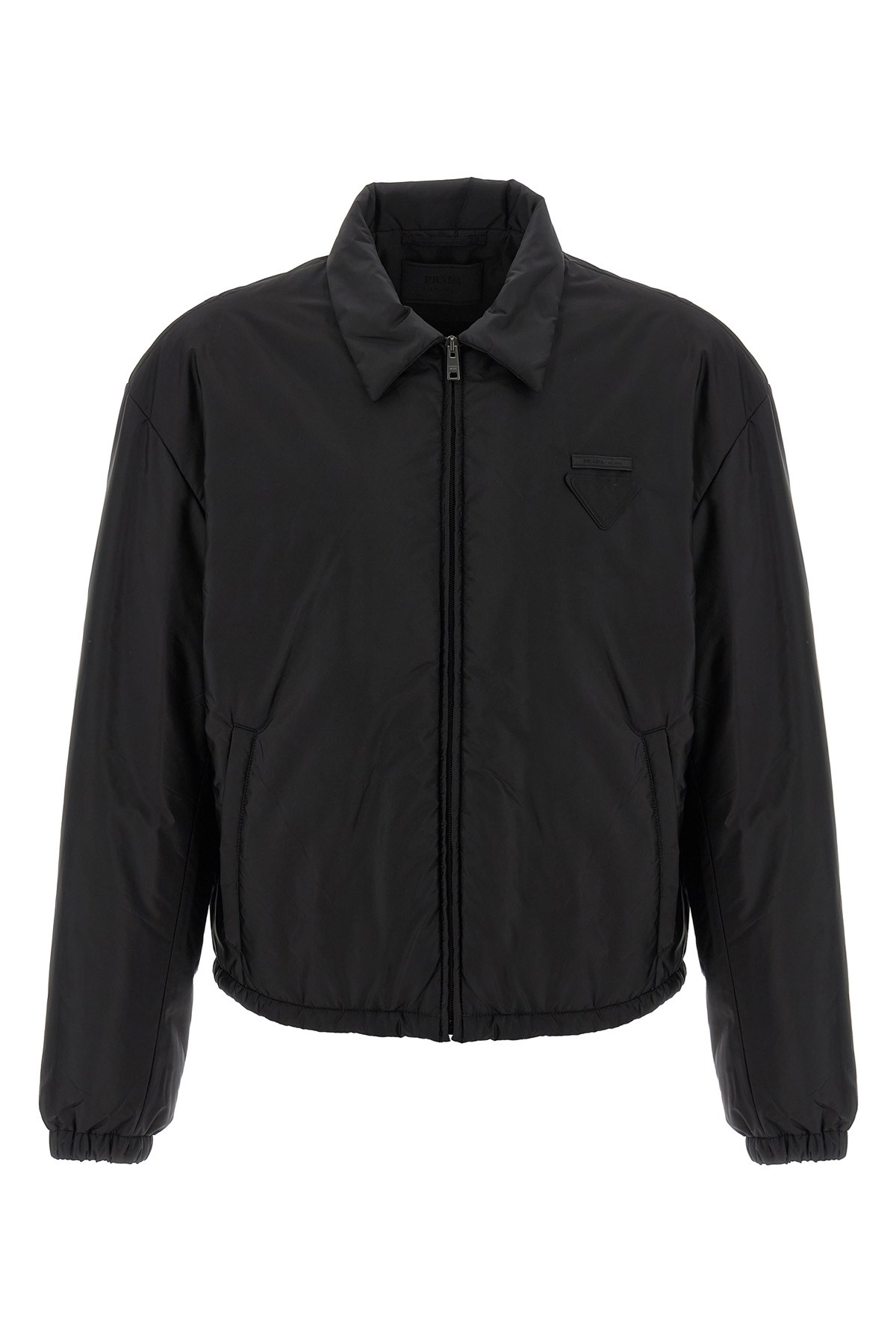 Prada Nylon Padded Jacket Elastic Cuffs In Black