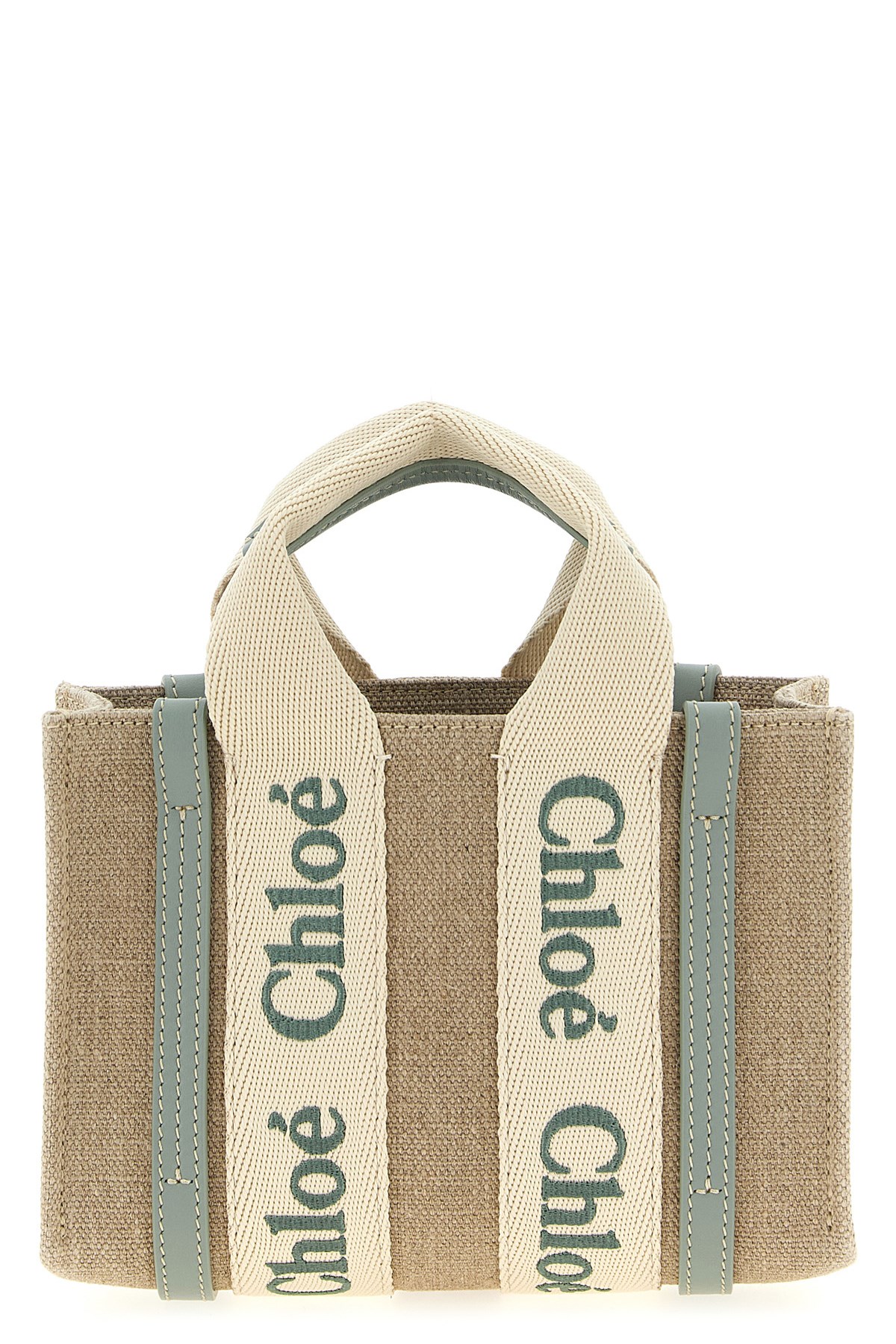 Chloé Natural Woody Mini Tote In Green