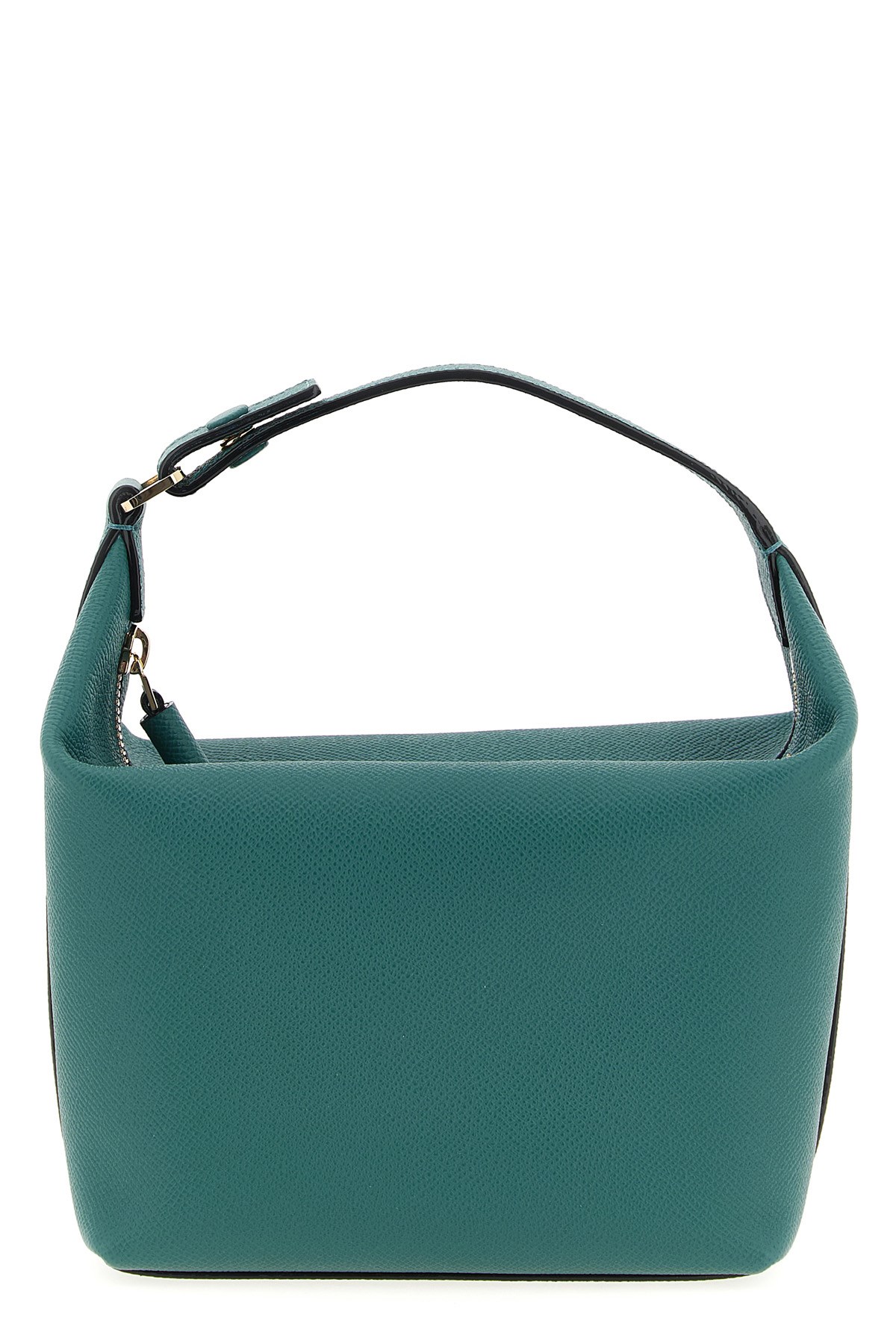 Valextra Mini Handbag Adjustable Strap Textured Finish In Green