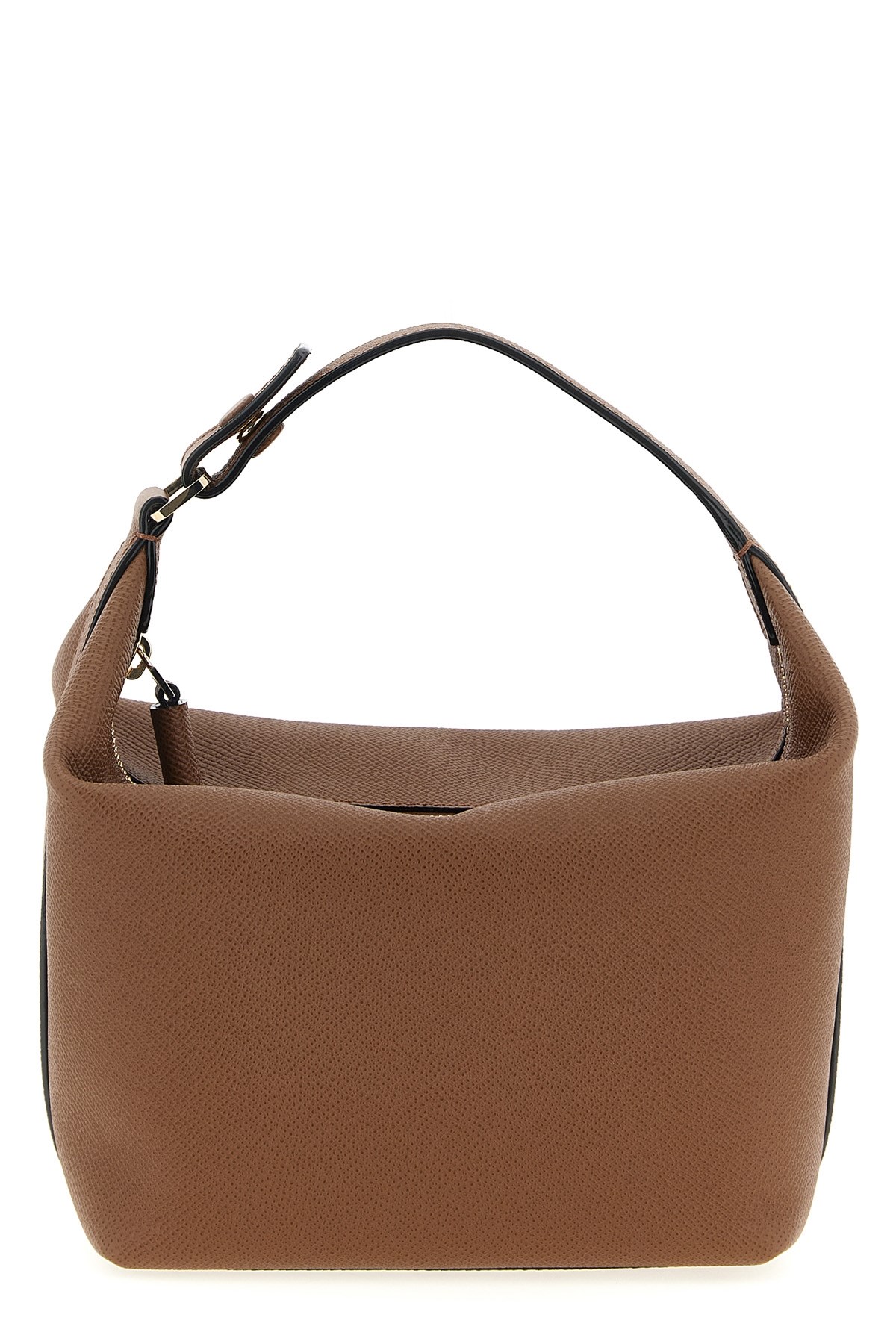 Valextra Mini Handbag Textured Finish Top Handle Adjustable Strap In Brown