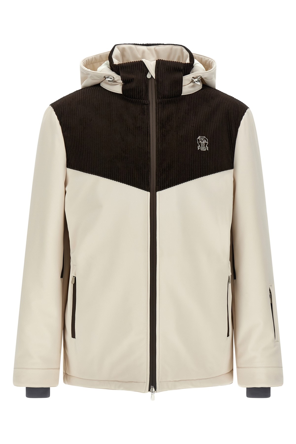Brunello Cucinelli Corduroy Insert Ski Jacket Puffer Jackets Multicolor In Multi