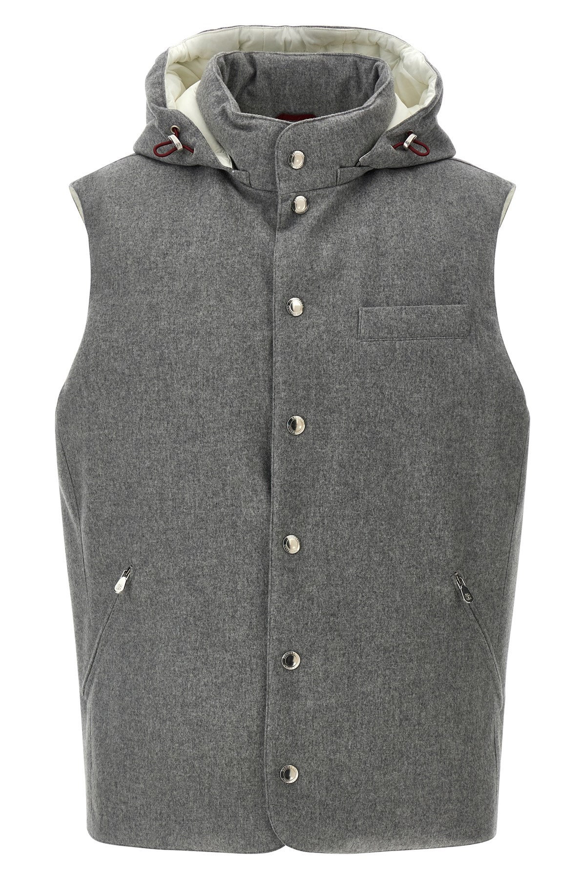 Brunello Cucinelli Grey Cotton Down Jacket In Gray