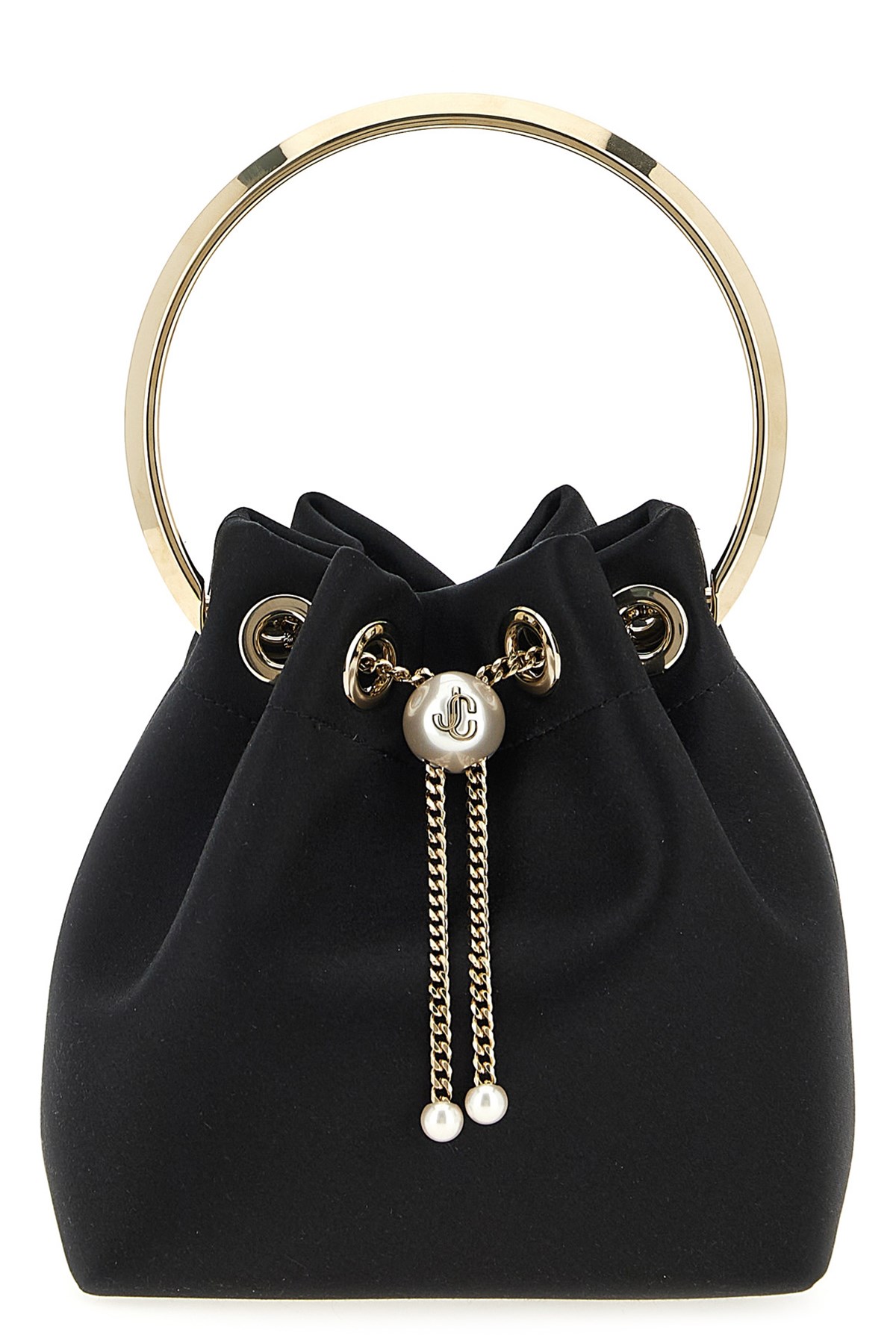Jimmy Choo Round Handle Shoulder Bag Tassel In Black