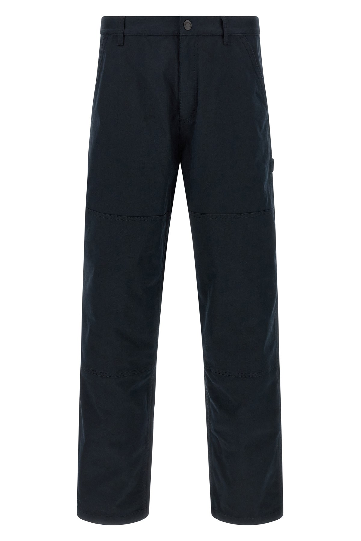 Moncler Cotton Trousers With Belt Loops And Pockets In Blue