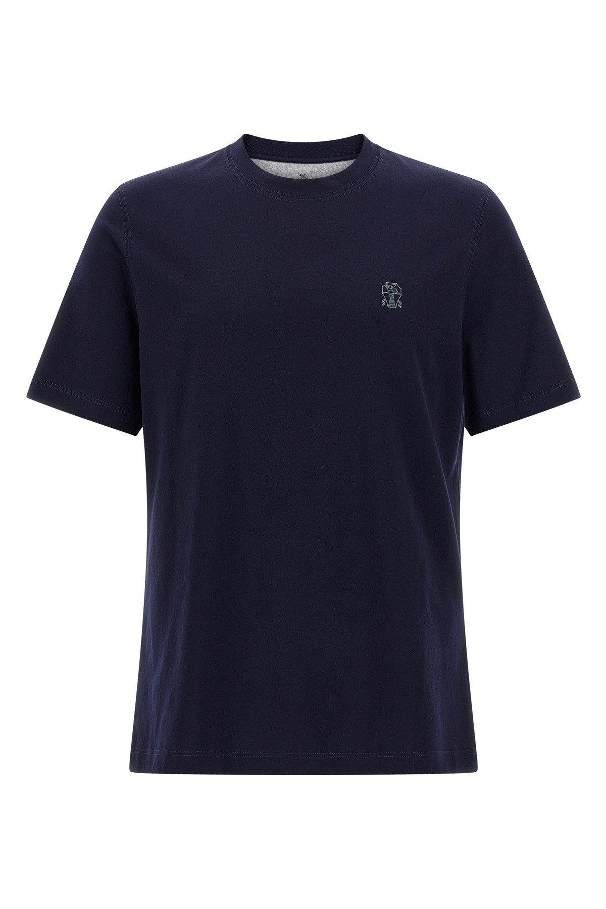 Brunello Cucinelli Men Logo Print T-shirt In Blue