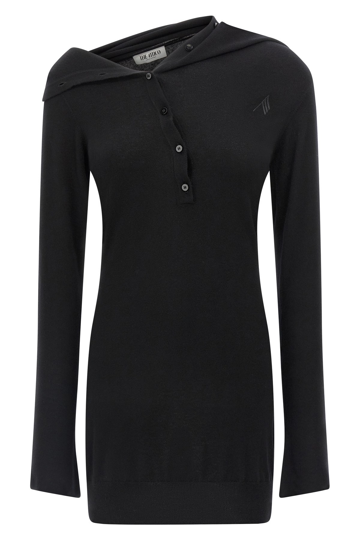 Attico Knee Length Dress Featuring Button Detailing In Black