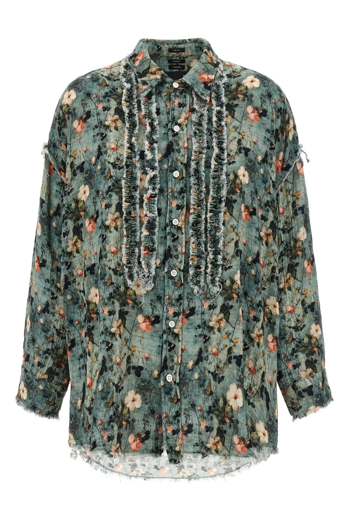 Tシャツ・カットソー R13 Floral ruffle shirt (R13WR478R586B TURQUOISEFLORAL) R13 Floral ruffle shirt available on julian-fashion.com