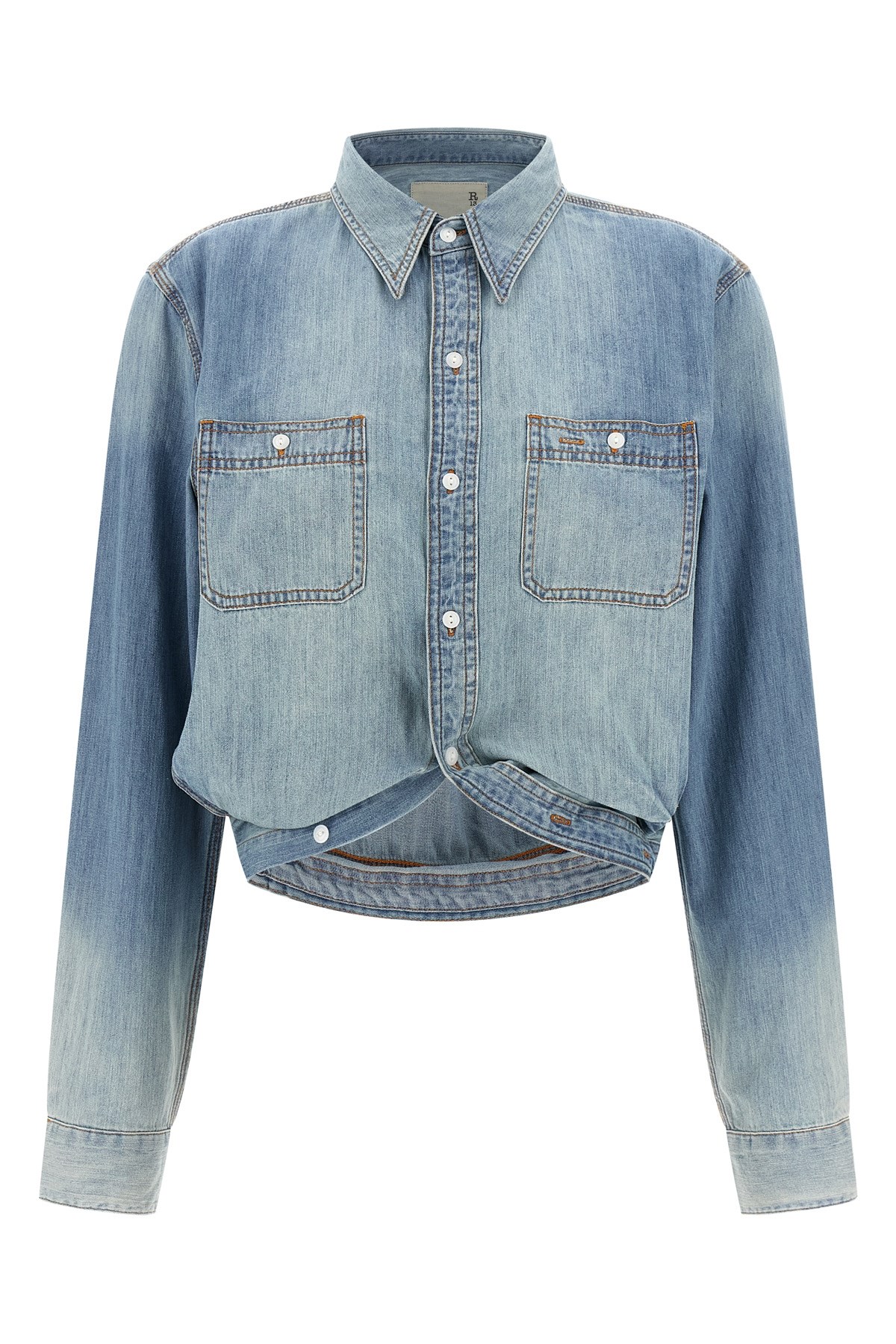 R13 Wrap Around Trucker Jacket In Blue