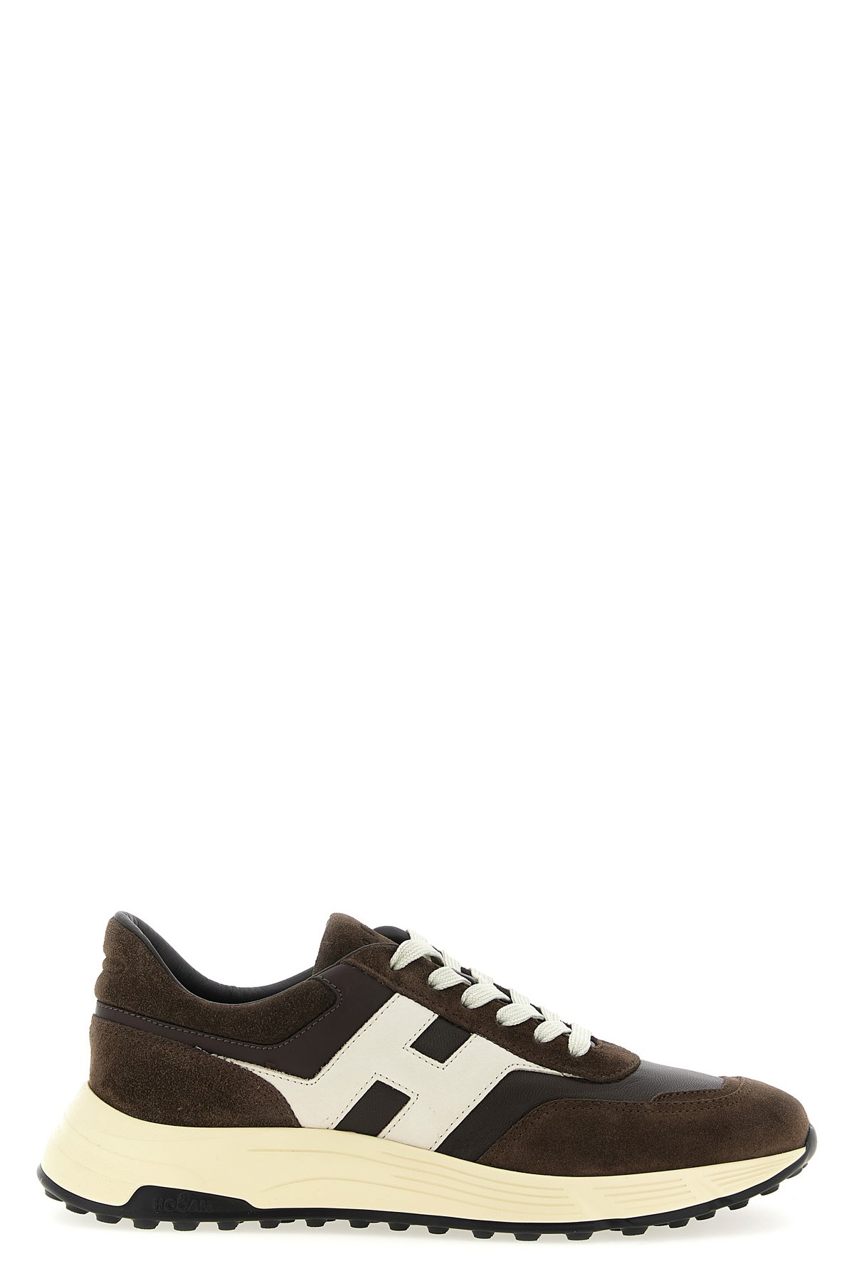 Hogan Coffee Brown Leather Sneakers With Memory Foam Insole In Brown