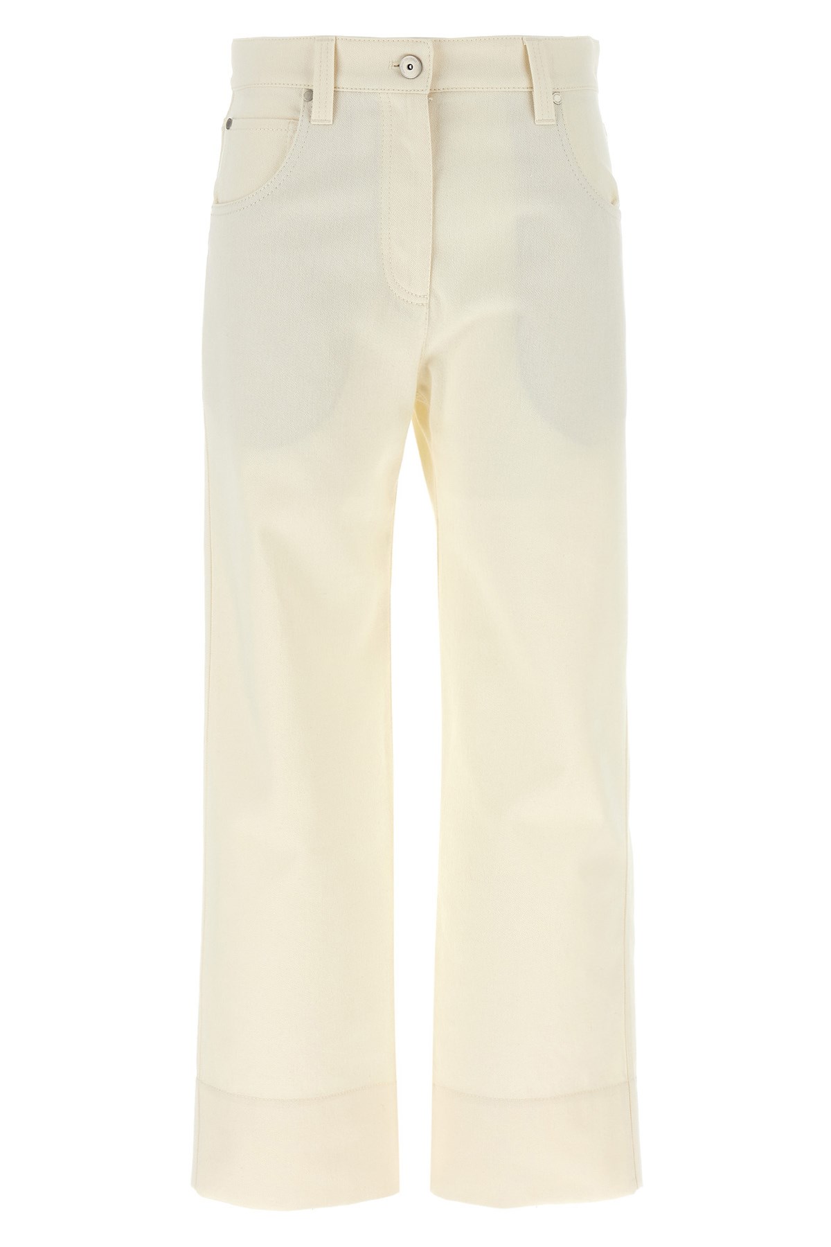 Brunello Cucinelli Crop Pants With Belt Loops And Pockets In Neutral