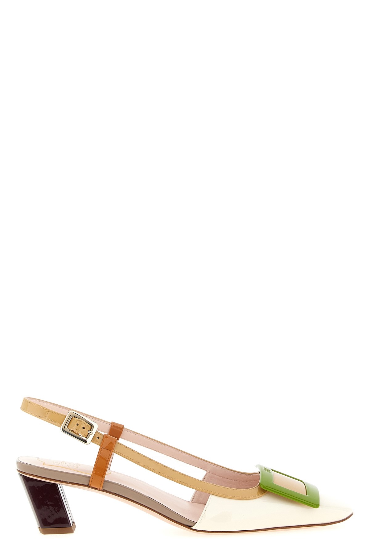 Roger Vivier Belle Vivier Multicolour Patent Leather Slingback In Neutral