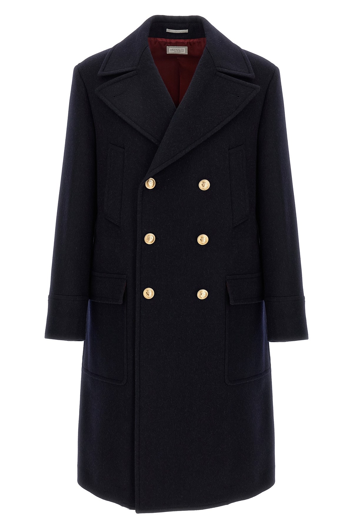 Brunello Cucinelli Martingale Double-breast Coat Men In Blue