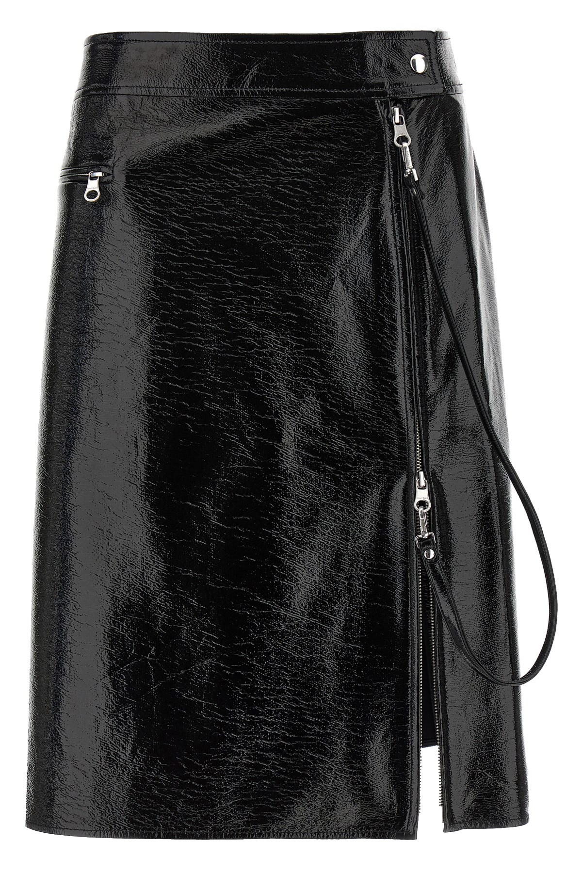 Courrèges Zipped Vinyl Skirt In Black