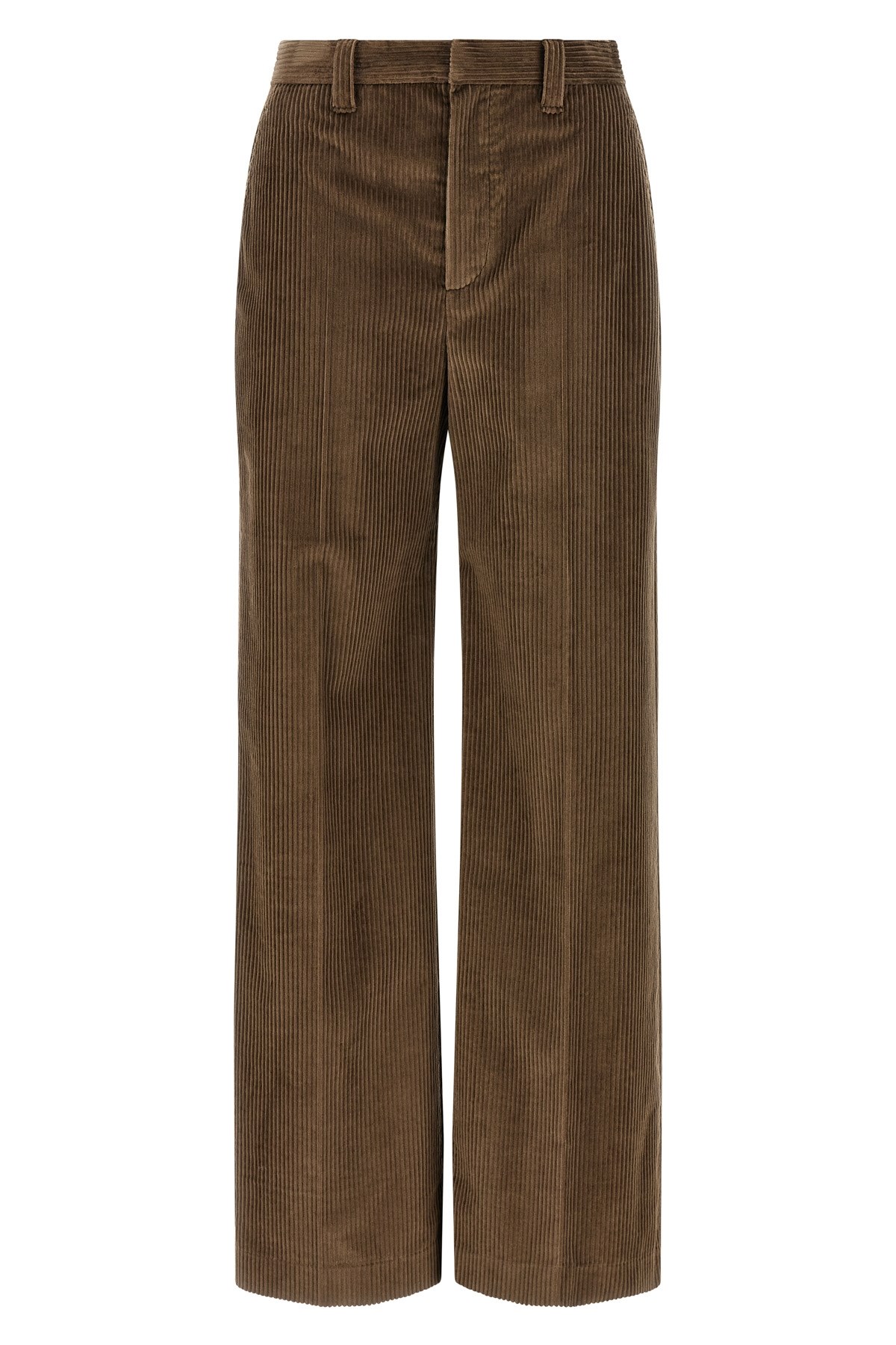 Brunello Cucinelli Wide Leg Corduroy Trousers In Brown