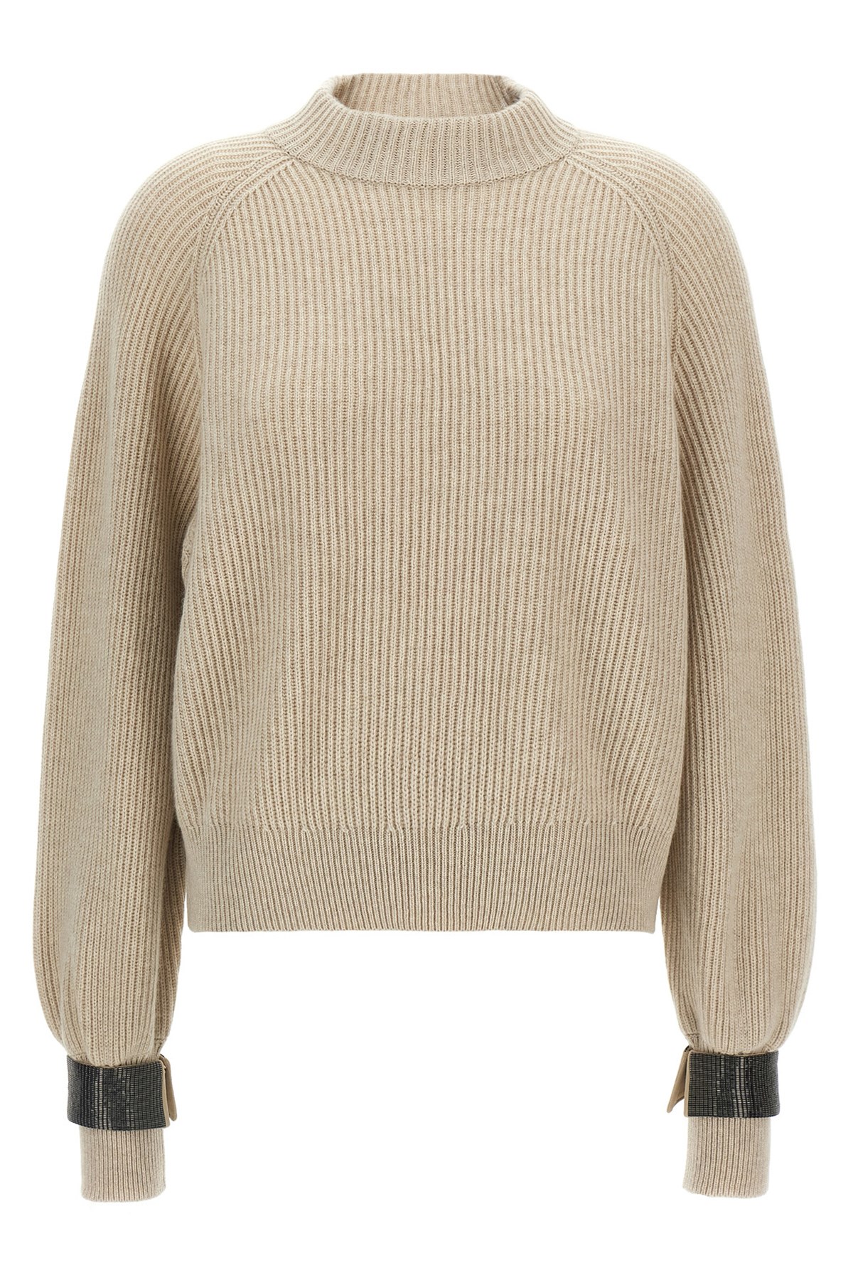 Brunello Cucinelli Women Monile Cuffs Sweater In Sand
