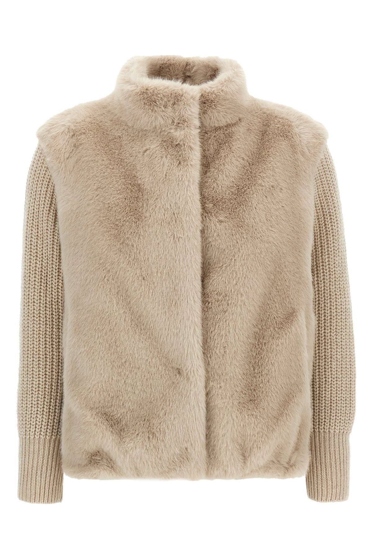 Herno Resort Jacket In Faux Mink Fur In Neutral