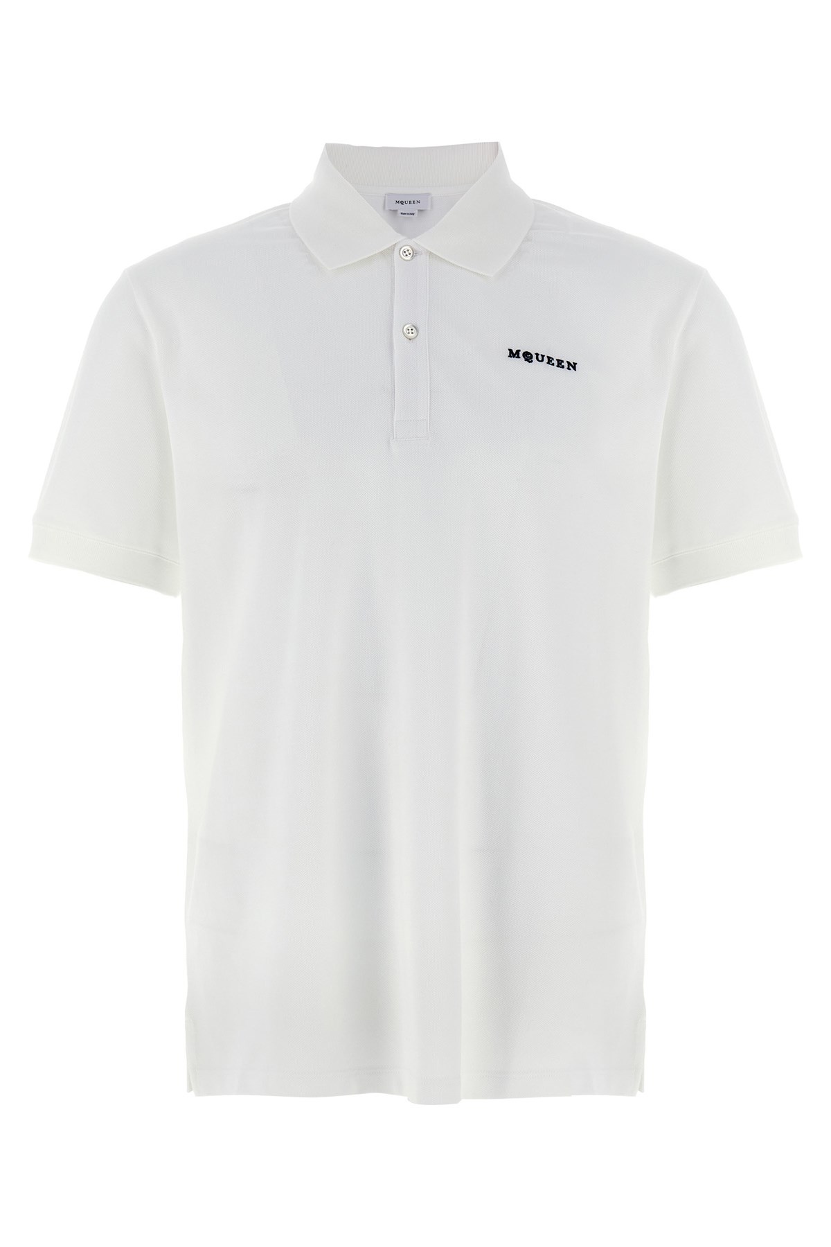 Alexander Mcqueen White Polo Shirt With Classic Collar And Logo Lettering Embroidery On The Front In Cotton Man In Gray