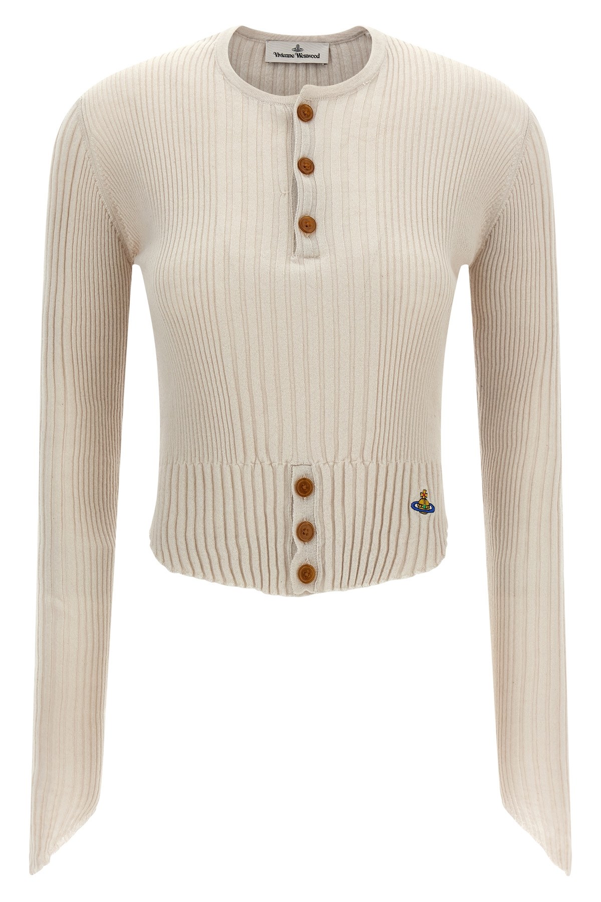 Vivienne Westwood Cropped Knitted Top Combining Cotton And Cashmere In White