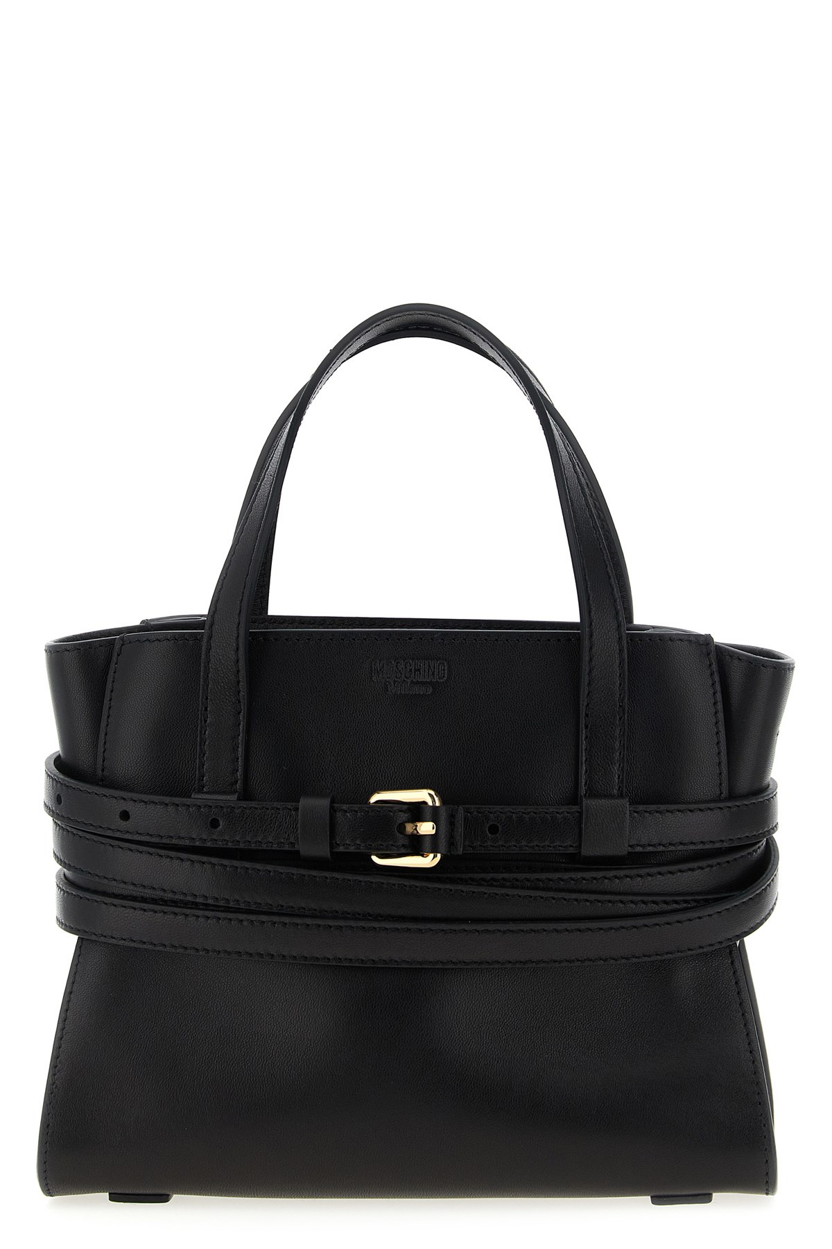 Moschino Structured Silhouette Handbag Top Handles In Black