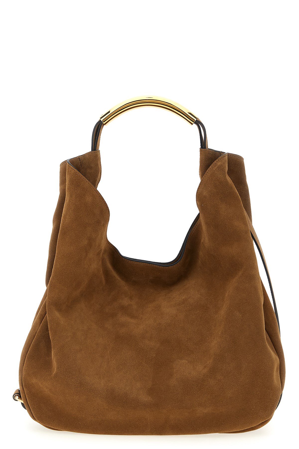 Moschino Handle Me Suede Hobo Bag In Brown