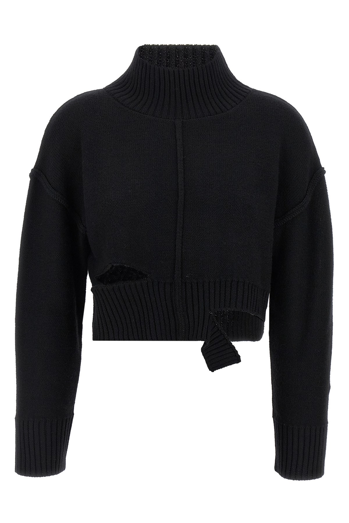 Mm6 Maison Margiela Cropped Turtleneck Virgin Wool Knitwear In Multi
