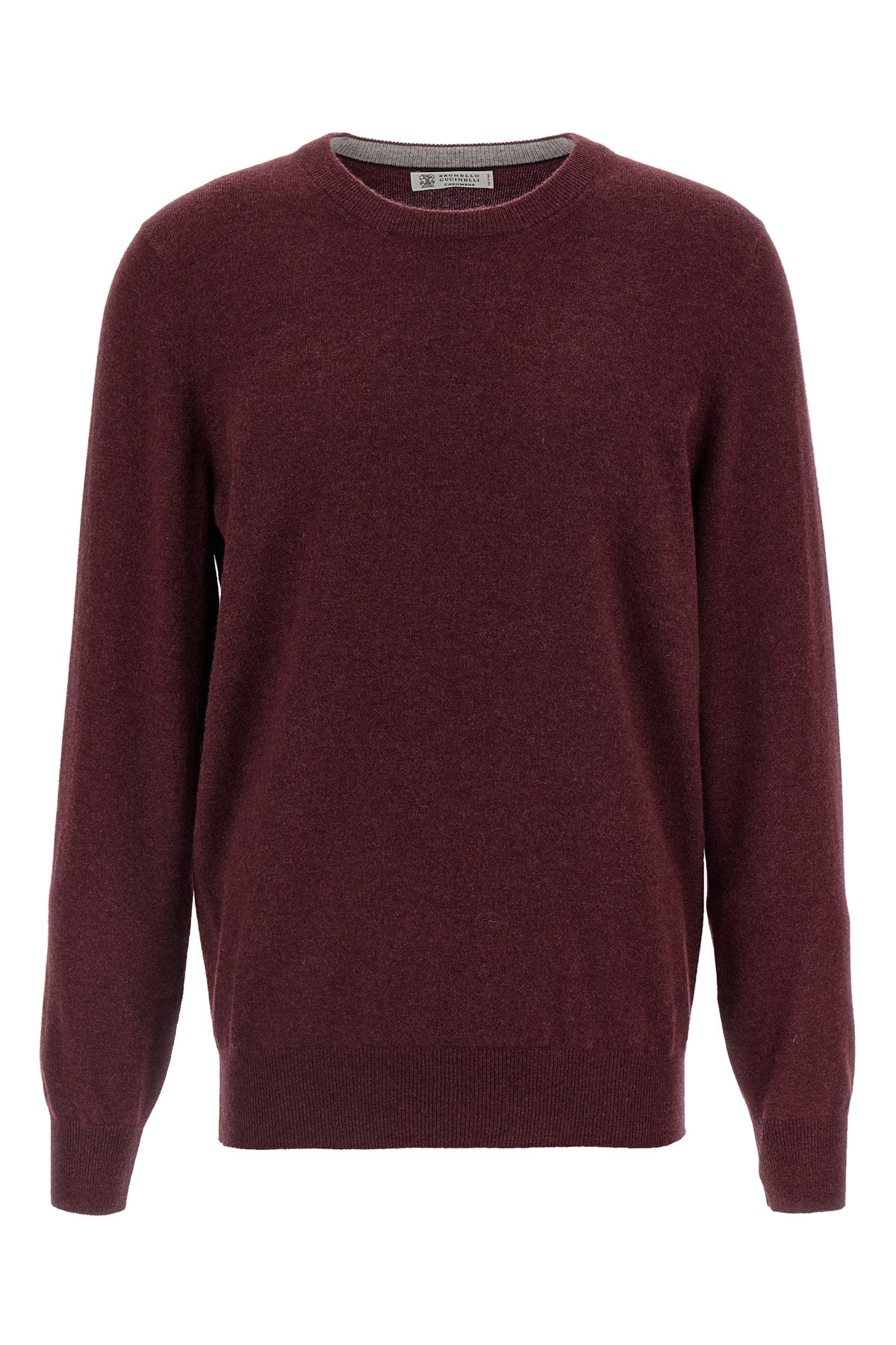 Brunello Cucinelli Cashmere Crew-neck Sweater Ribbed Profiles In Brown