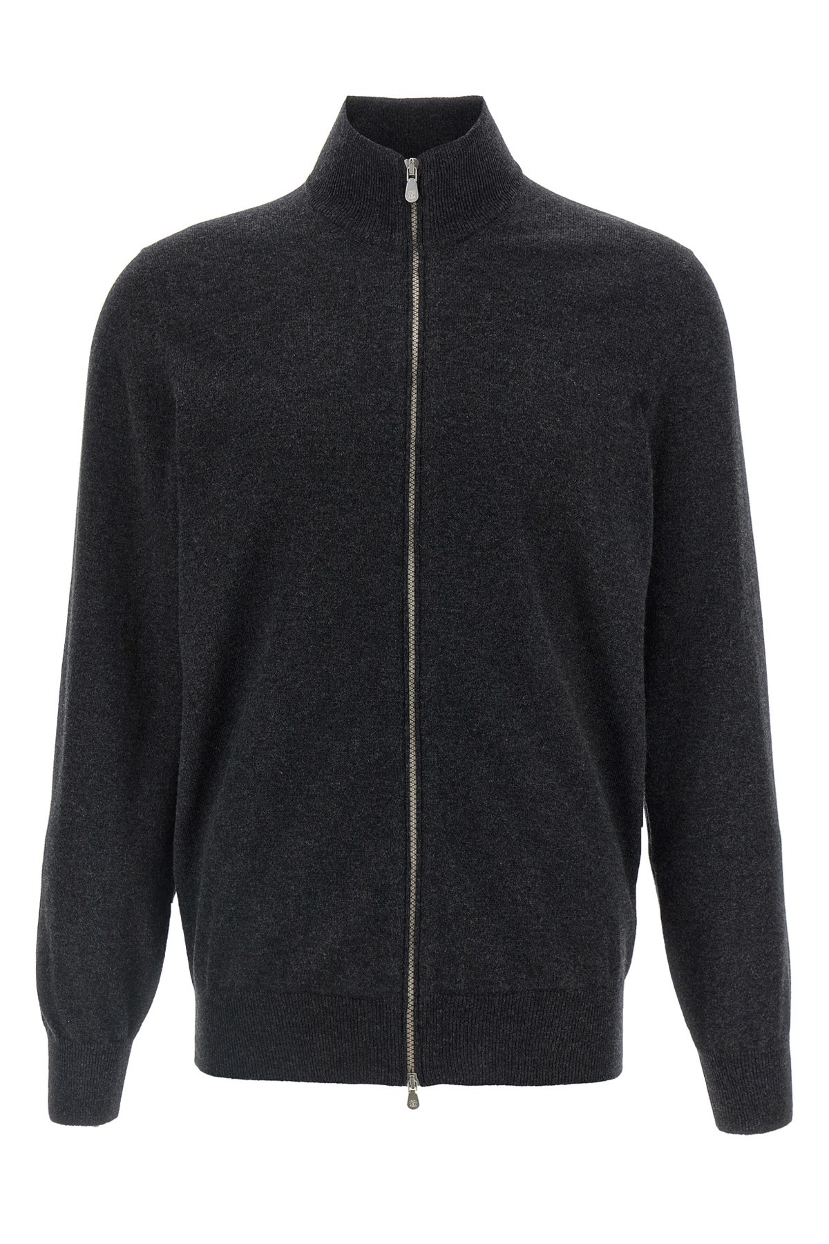 Brunello Cucinelli Cashmere High Neck Zip-up Cardigan In Blue