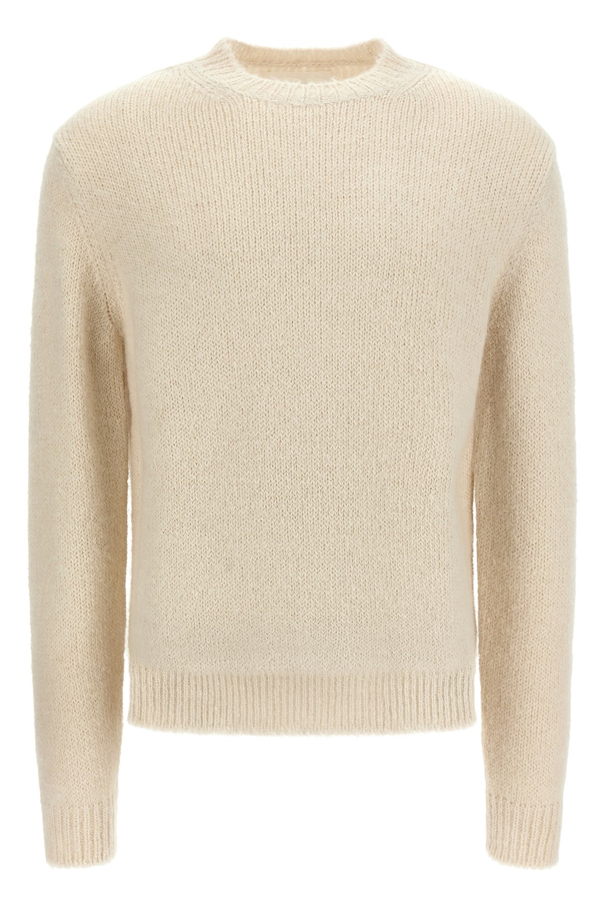 Jil Sander Ribbed Hem And Cuff Alpaca Blend Sweater In White